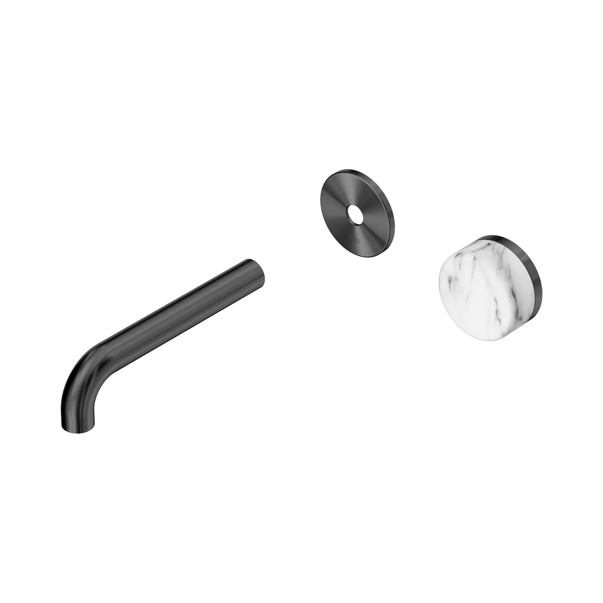 24 E106 GM Serenity Progressive Wall Basin Mixer 160mm Spout With Arabescato Corchia Handle Trim Kit Only Gun Metal image 1