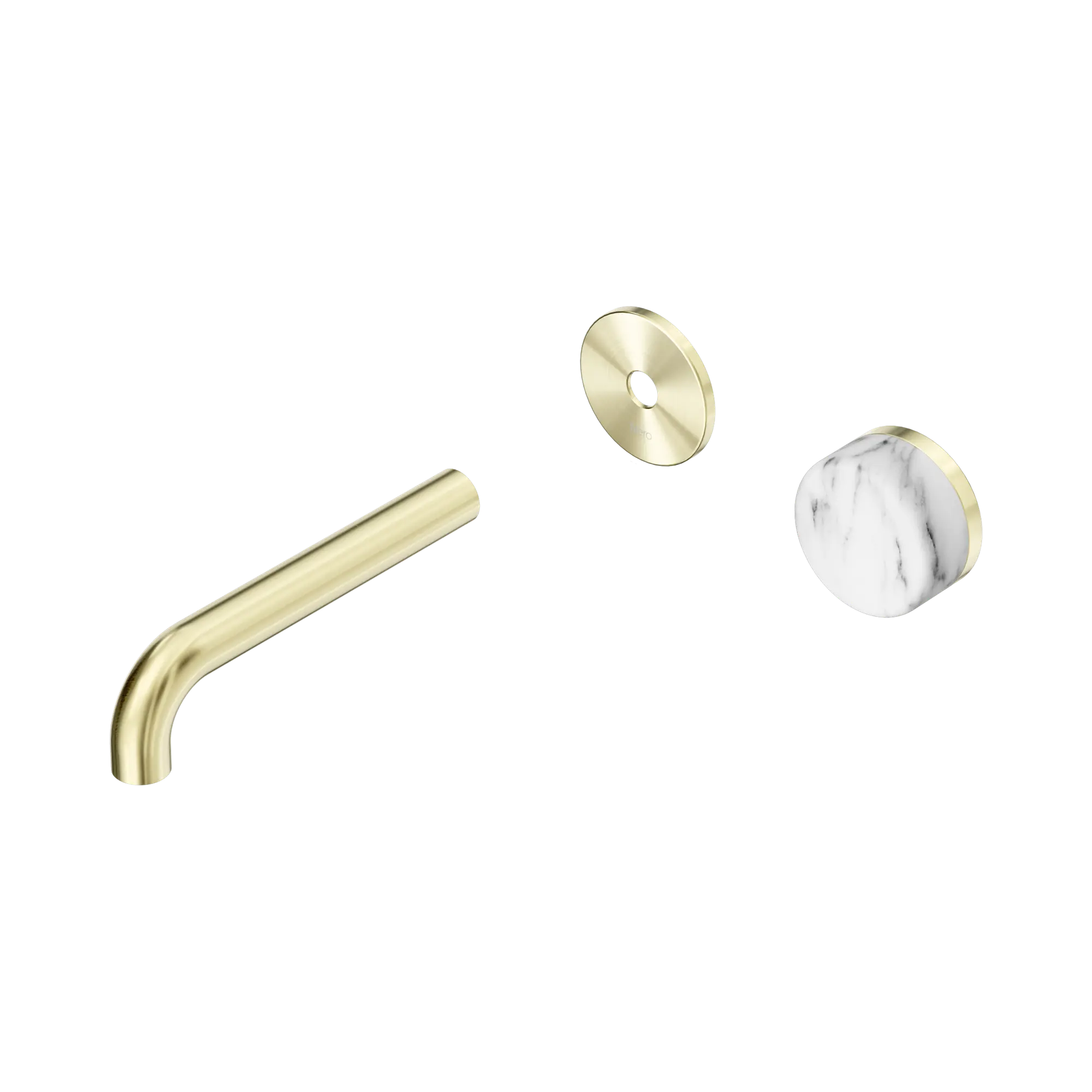 24 E106 BG Serenity Progressive Wall Basin Mixer 160mm Spout With Arabescato Corchia Handle Trim Kit Only Brushed Gold image 1