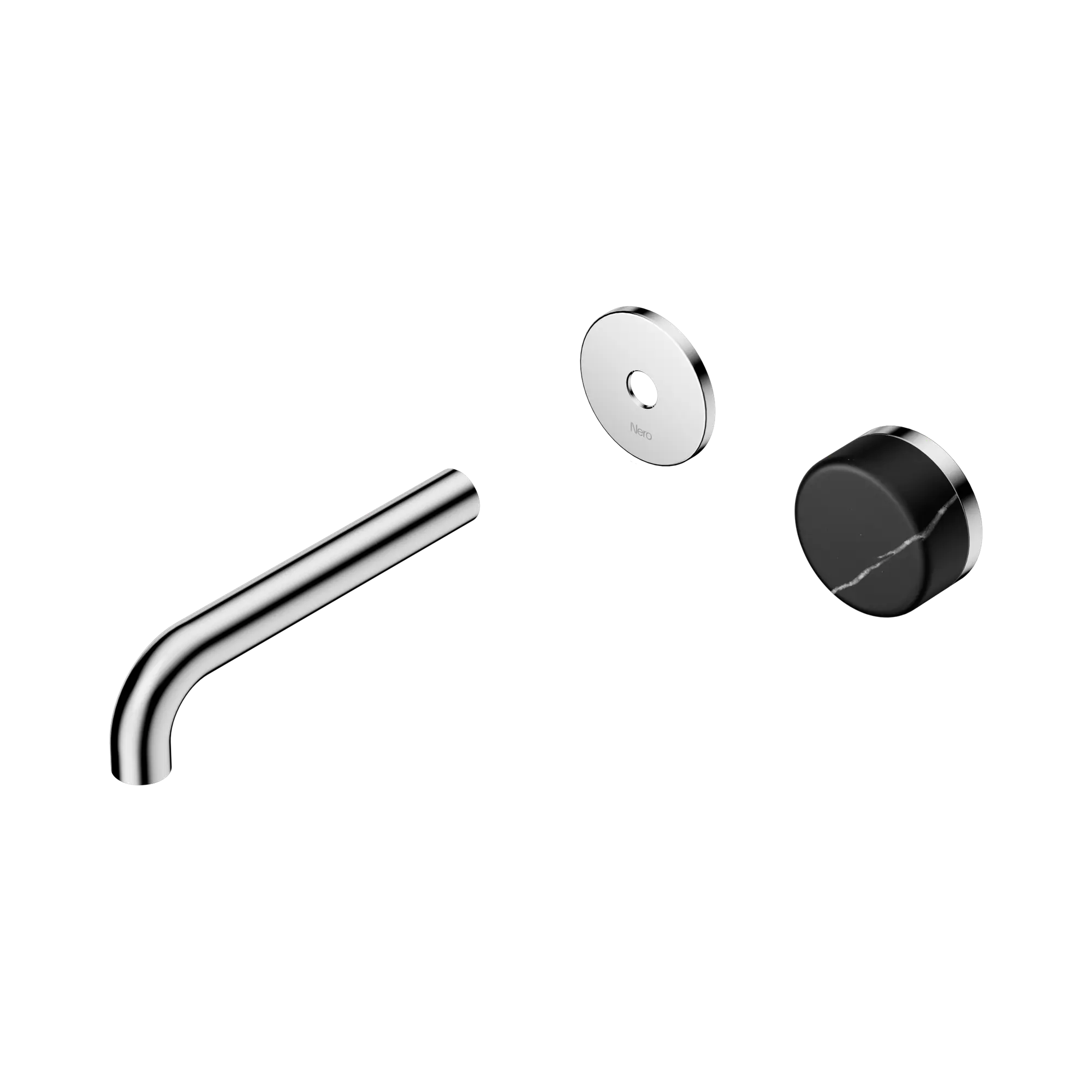 24 E125 CH Serenity Progressive Wall Basin Mixer 160mm Spout With Marquina Black Handle Trim Kit Only Chrome image 1