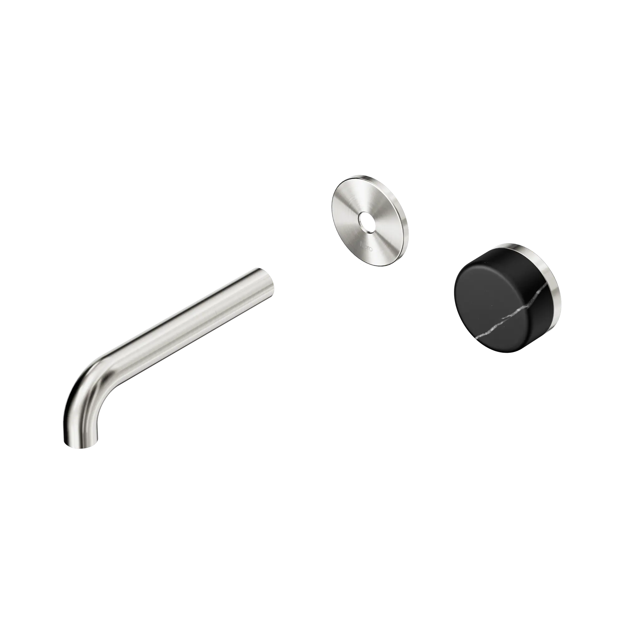 24 E125 BN Serenity Progressive Wall Basin Mixer 160mm Spout With Marquina Black Handle Trim Kit Only Brushed Nickel image 1