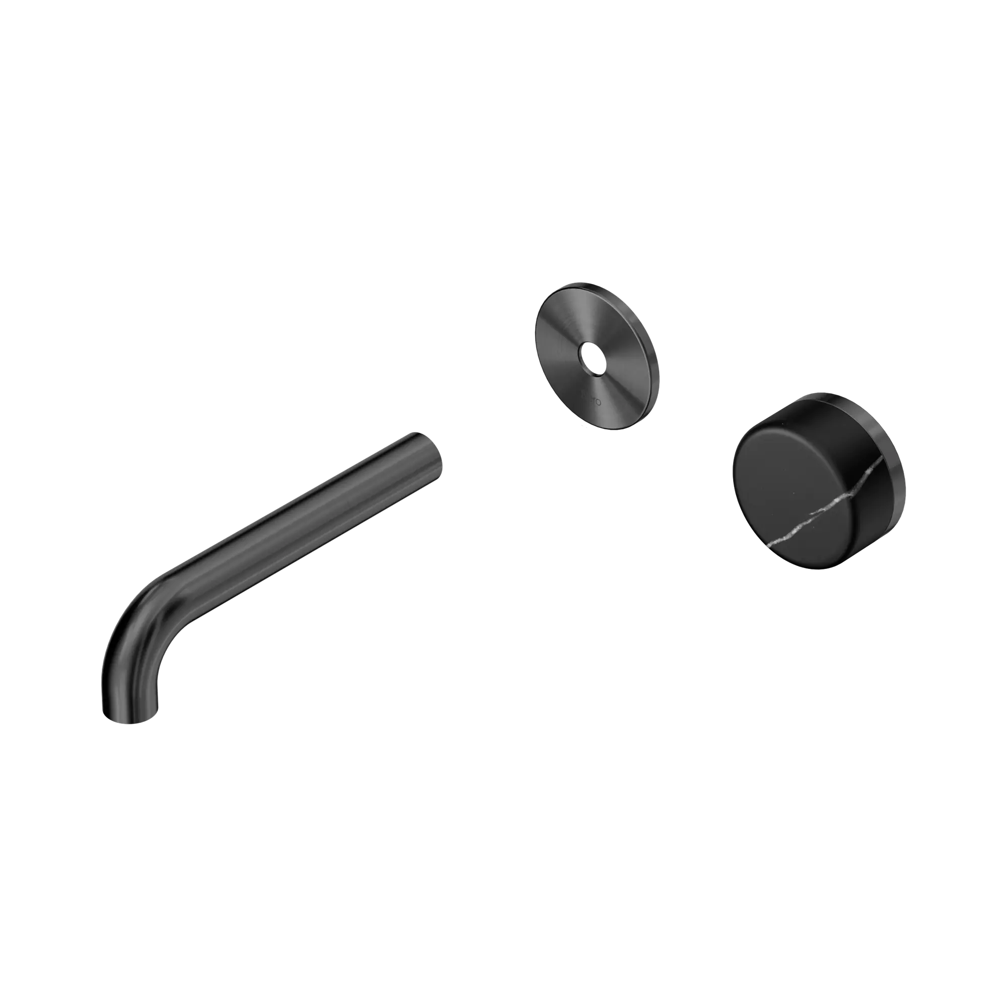 24 E125 GM Serenity Progressive Wall Basin Mixer 160mm Spout With Marquina Black Handle Trim Kit Only Gun Metal image 1