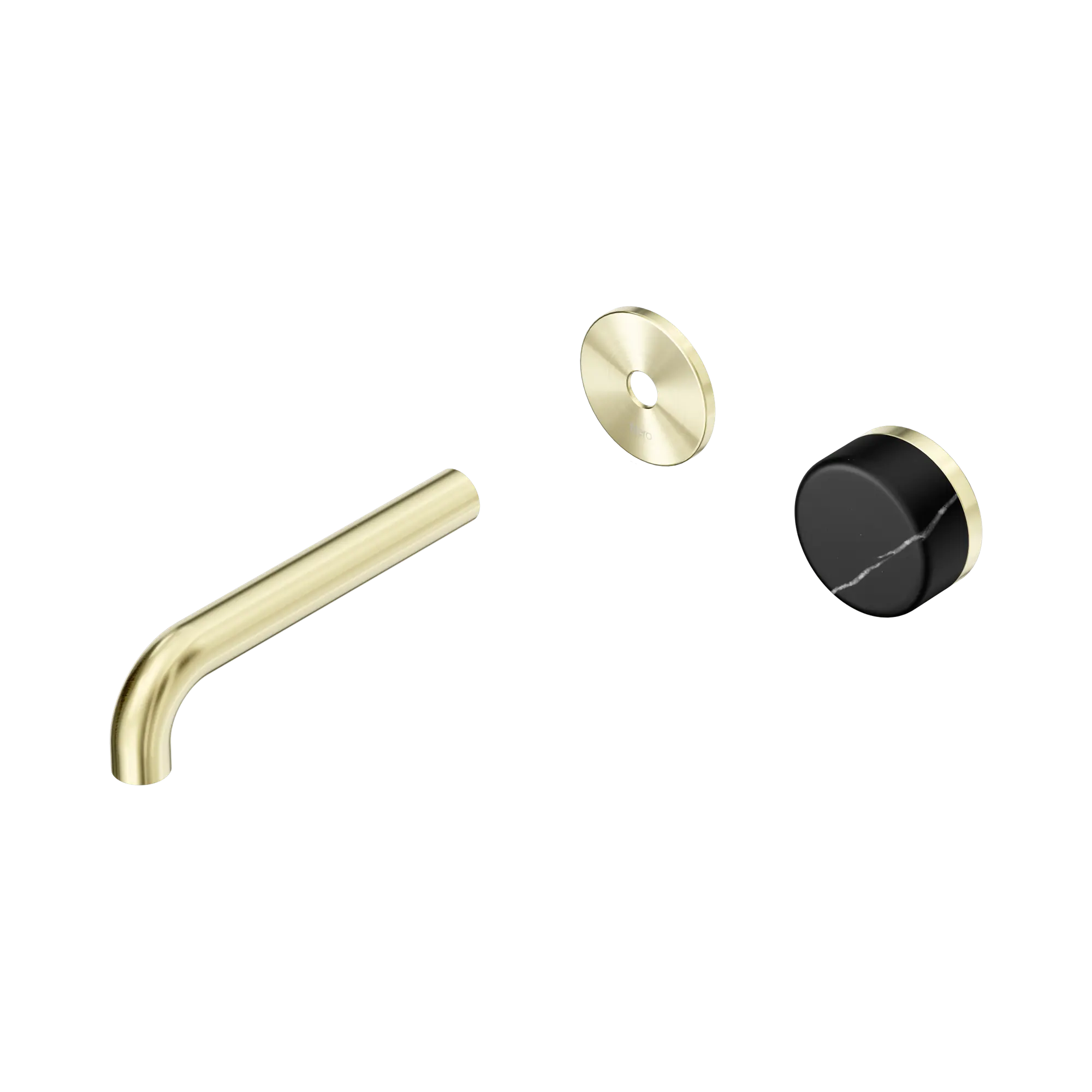 24 E125 BG Serenity Progressive Wall Basin Mixer 160mm Spout With Marquina Black Handle Trim Kit Only Brushed Gold image 1