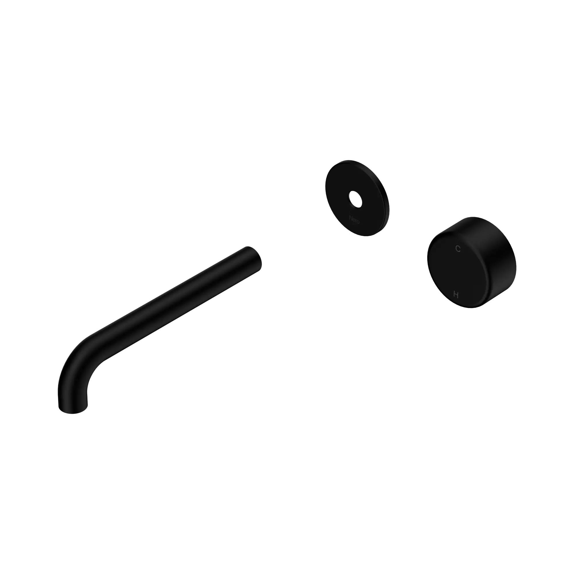 24 E114 MB Serenity Progressive Wall Basin Mixer 185mm Spout With Metal Handle Trim Kit Only Matte Black image 1