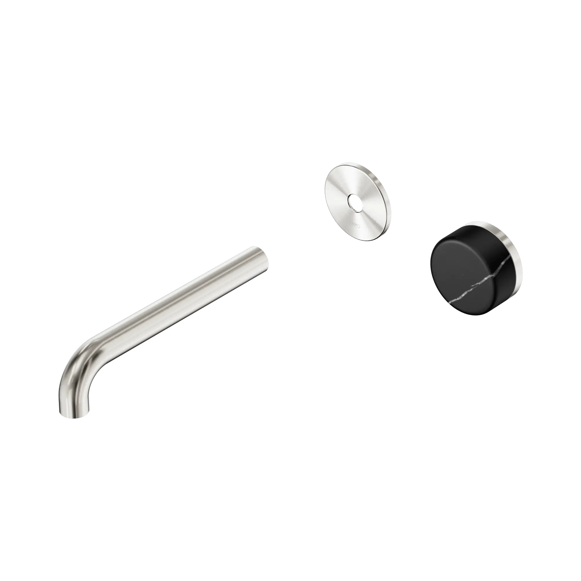 24 E126 BN Serenity Progressive Wall Basin Mixer 185mm Spout With Marquina Black Handle Trim Kit Only Brushed Nickel image 1
