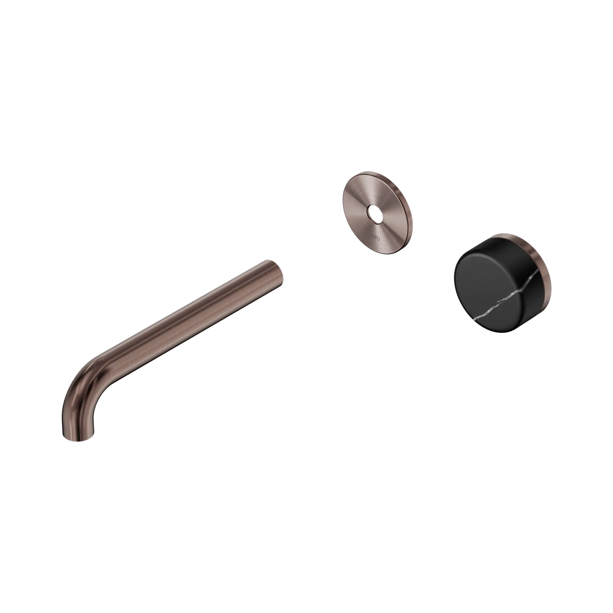 24 E126 BZ Serenity Progressive Wall Basin Mixer 185mm Spout With Marquina Black Handle Trim Kit Only Brushed Bronze image 1