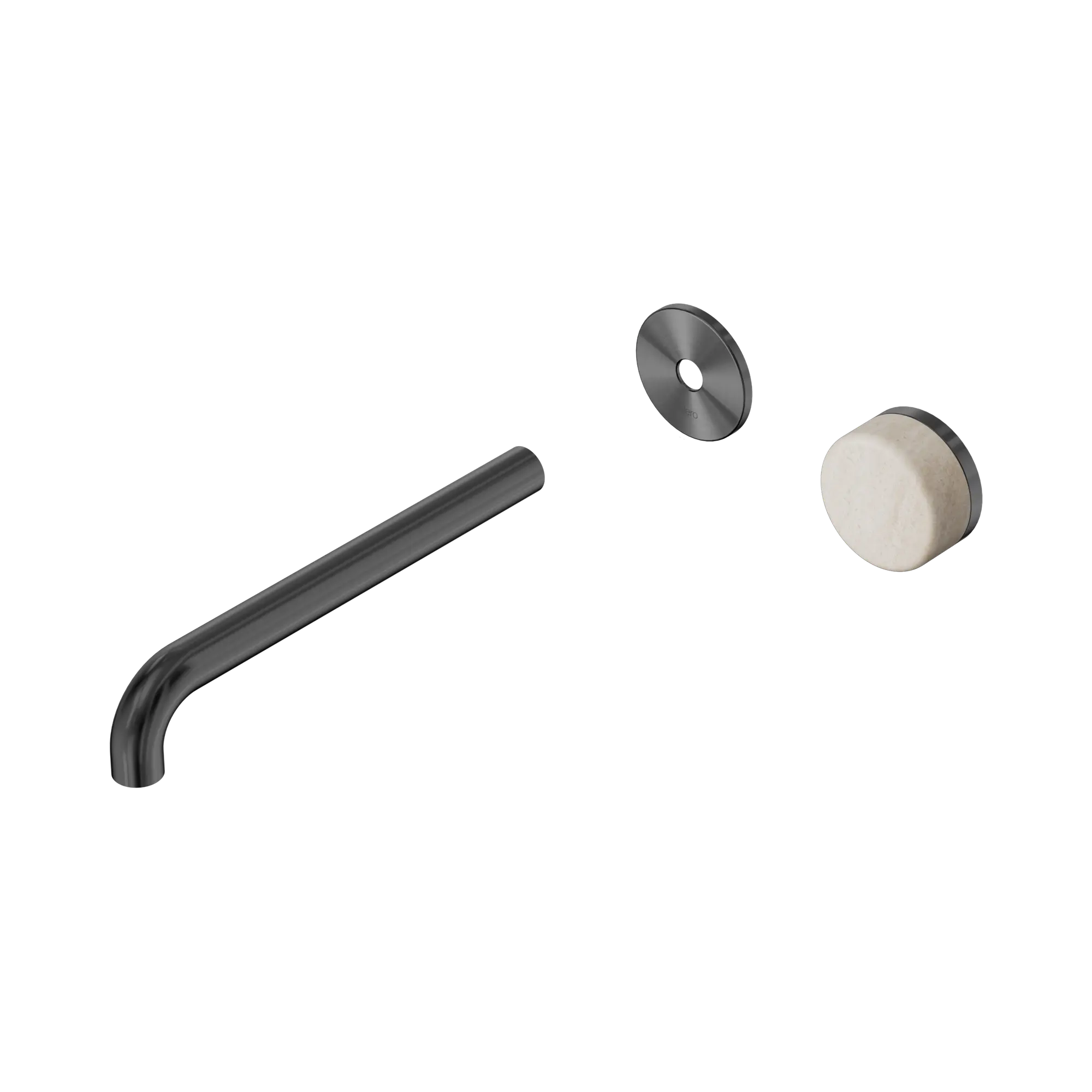 24 E117 GM Serenity Progressive Wall Basin Mixer 220mm Spout With Rome Travertine Handle Trim Kit Only Gun Metal image 1