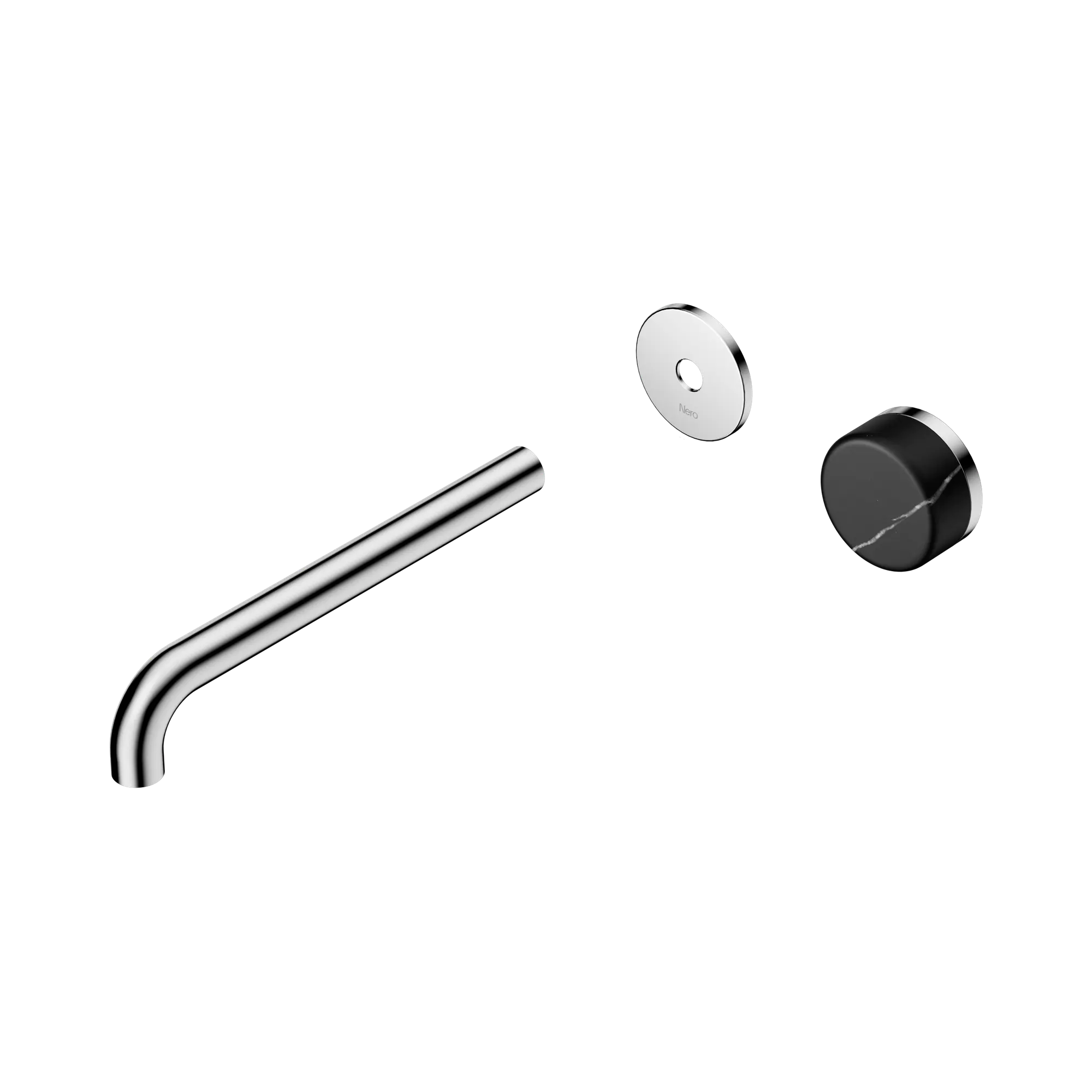 24 E127 CH Serenity Progressive Wall Basin Mixer 220mm Spout With Marquina Black Handle Trim Kit Only Chrome image 1