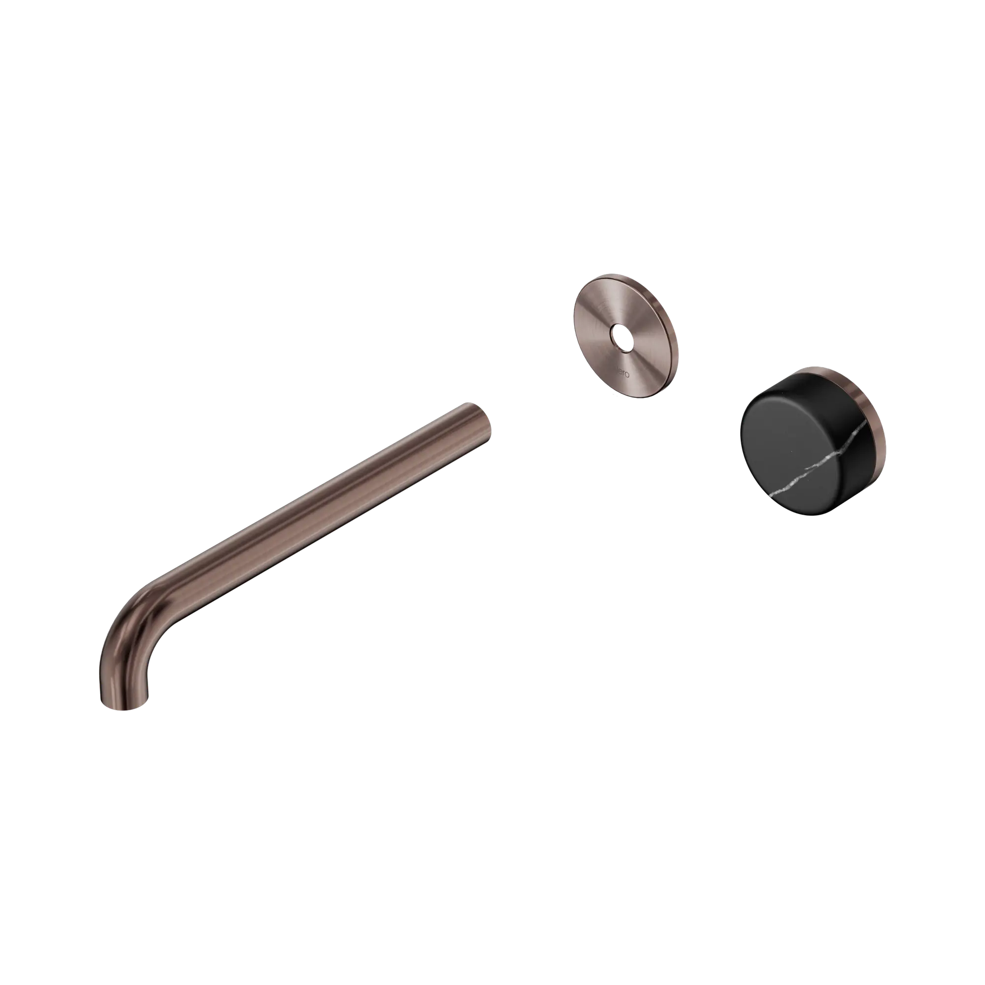 24 E127 BZ Serenity Progressive Wall Basin Mixer 220mm Spout With Marquina Black Handle Trim Kit Only Brushed Bronze image 1