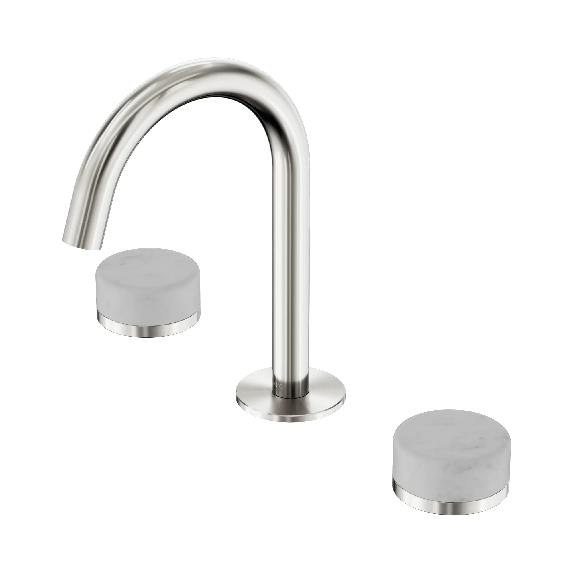 24 D011 BN Serenity Basin Set Arc Spout With Carrara Handle Brushed Nickel image 1