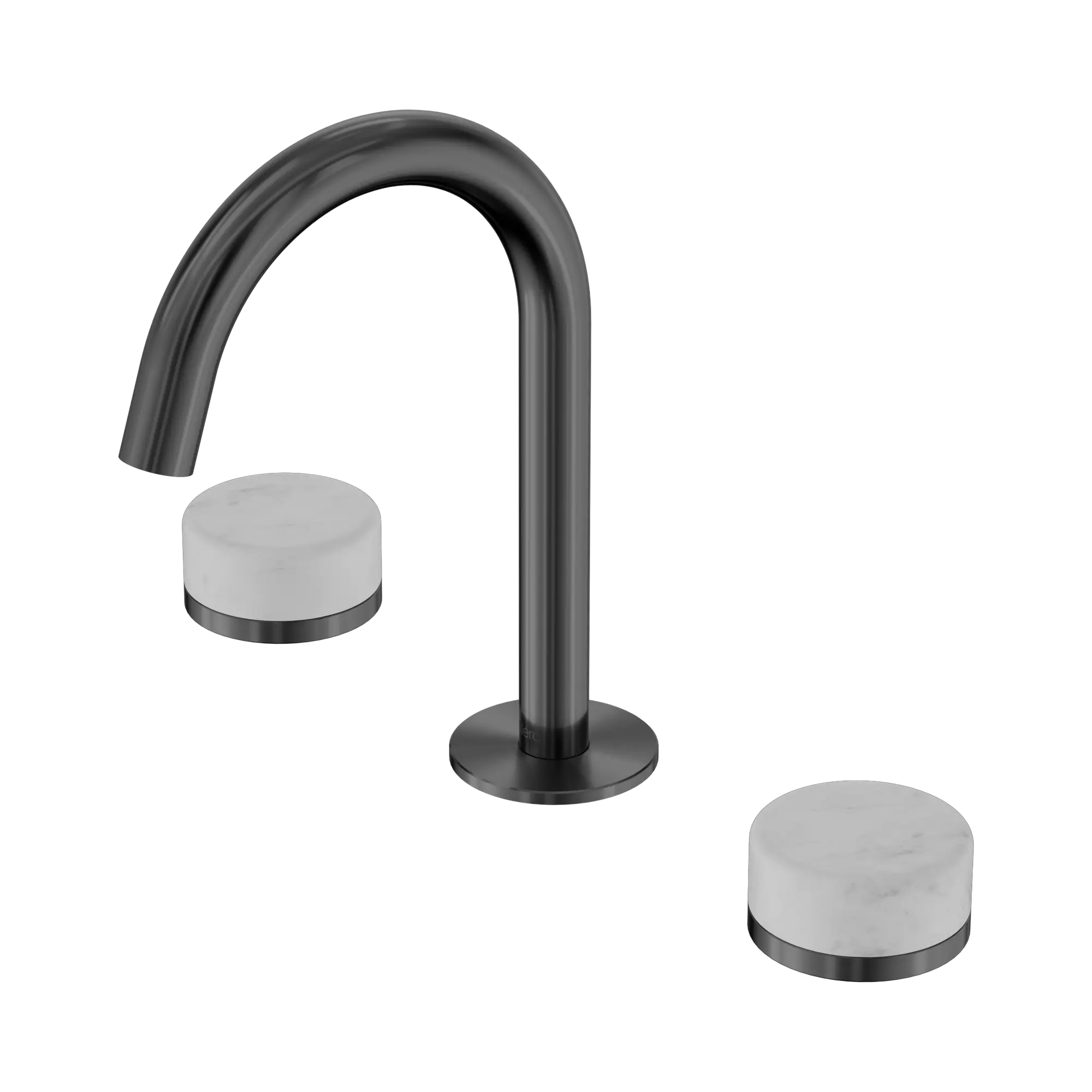 24 D011 GM Serenity Basin Set Arc Spout With Carrara Handle Gun Metal image 1