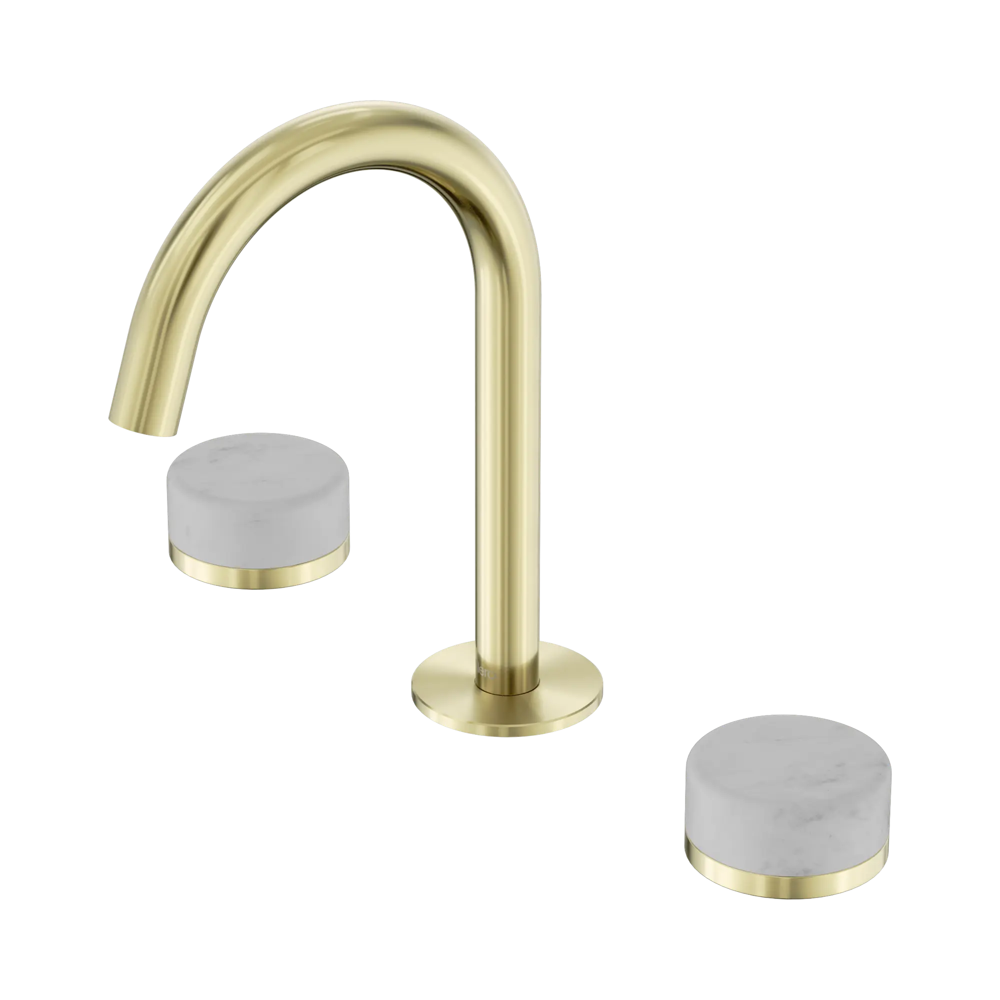 24 D011 BG Serenity Basin Set Arc Spout With Carrara Handle Brushed Gold image 1