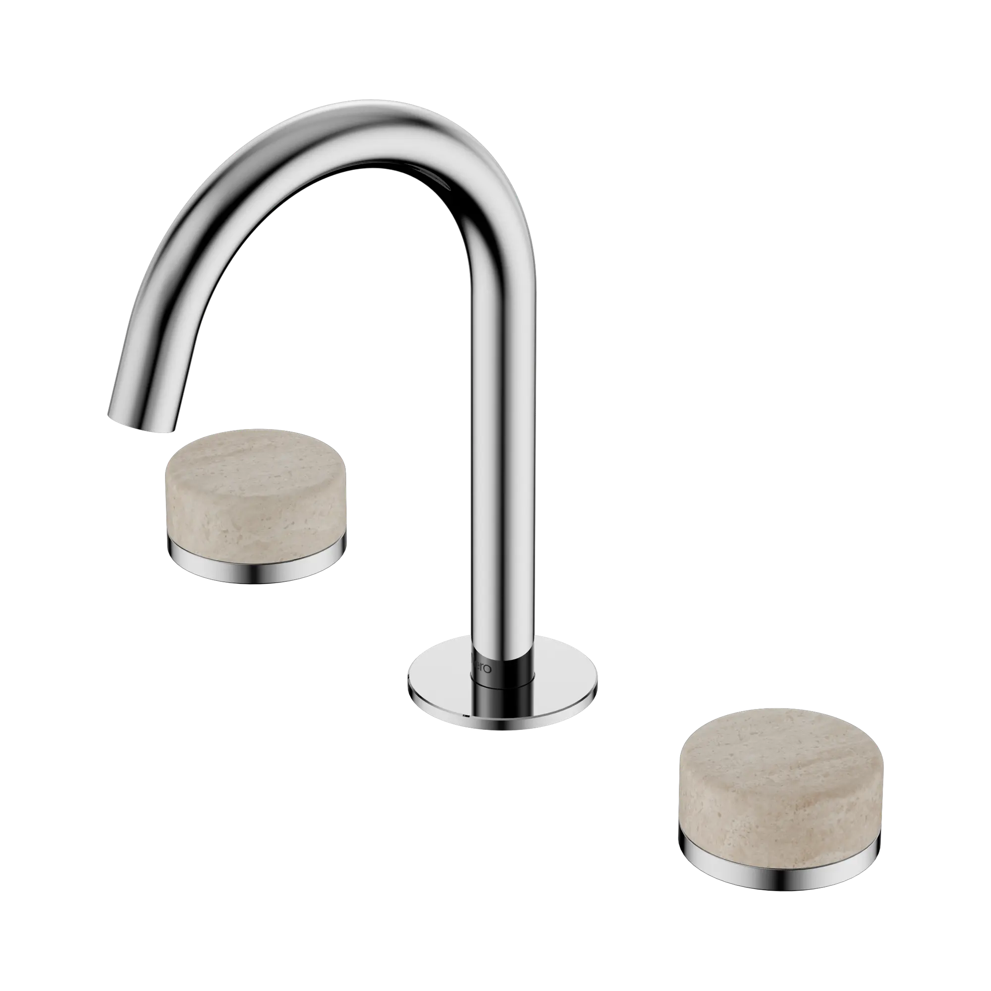 24 D013 CH Serenity Basin Set Arc Spout With Rome Travertine Handle Chrome image 1
