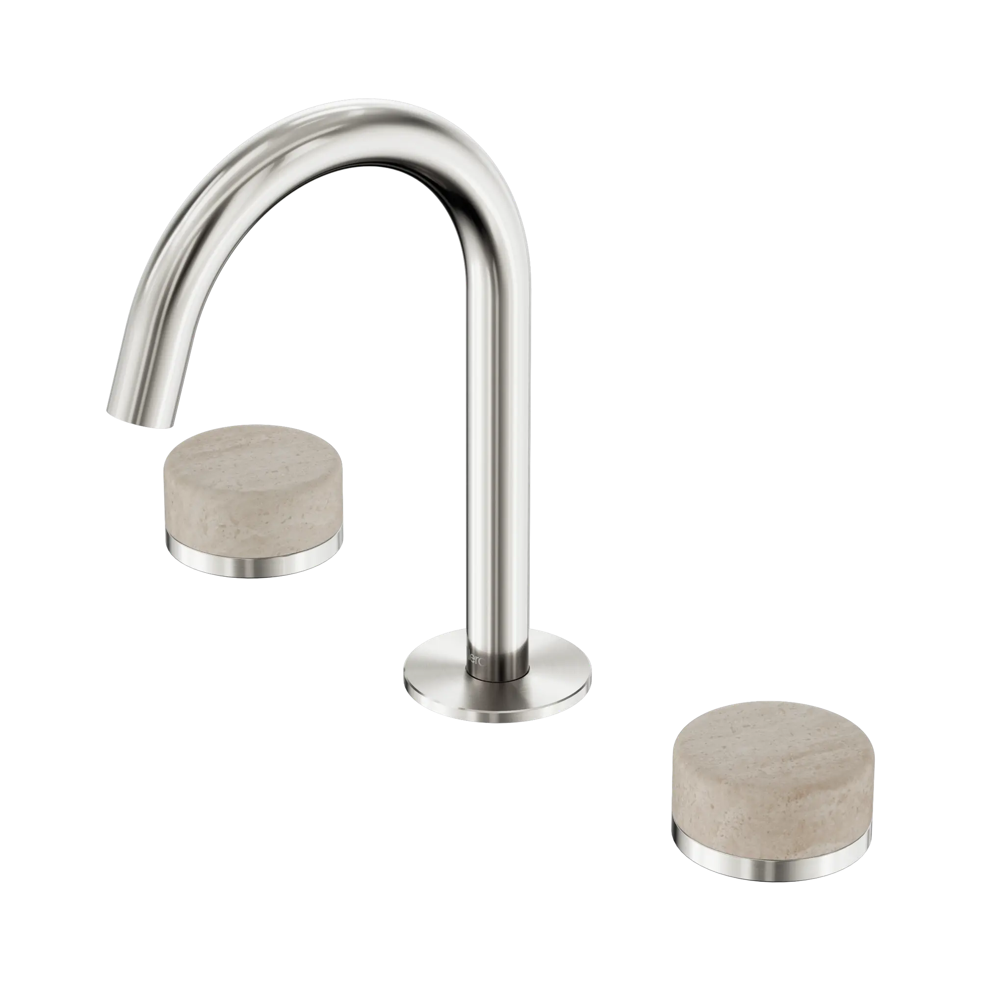 24 D013 BN Serenity Basin Set Arc Spout With Rome Travertine Handle Brushed Nickel image 1