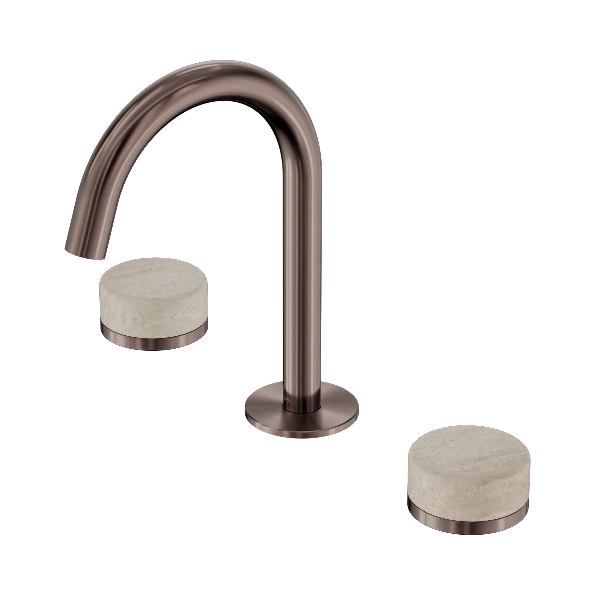 24 D013 BZ Serenity Basin Set Arc Spout With Rome Travertine Handle Brushed Bronze image 1