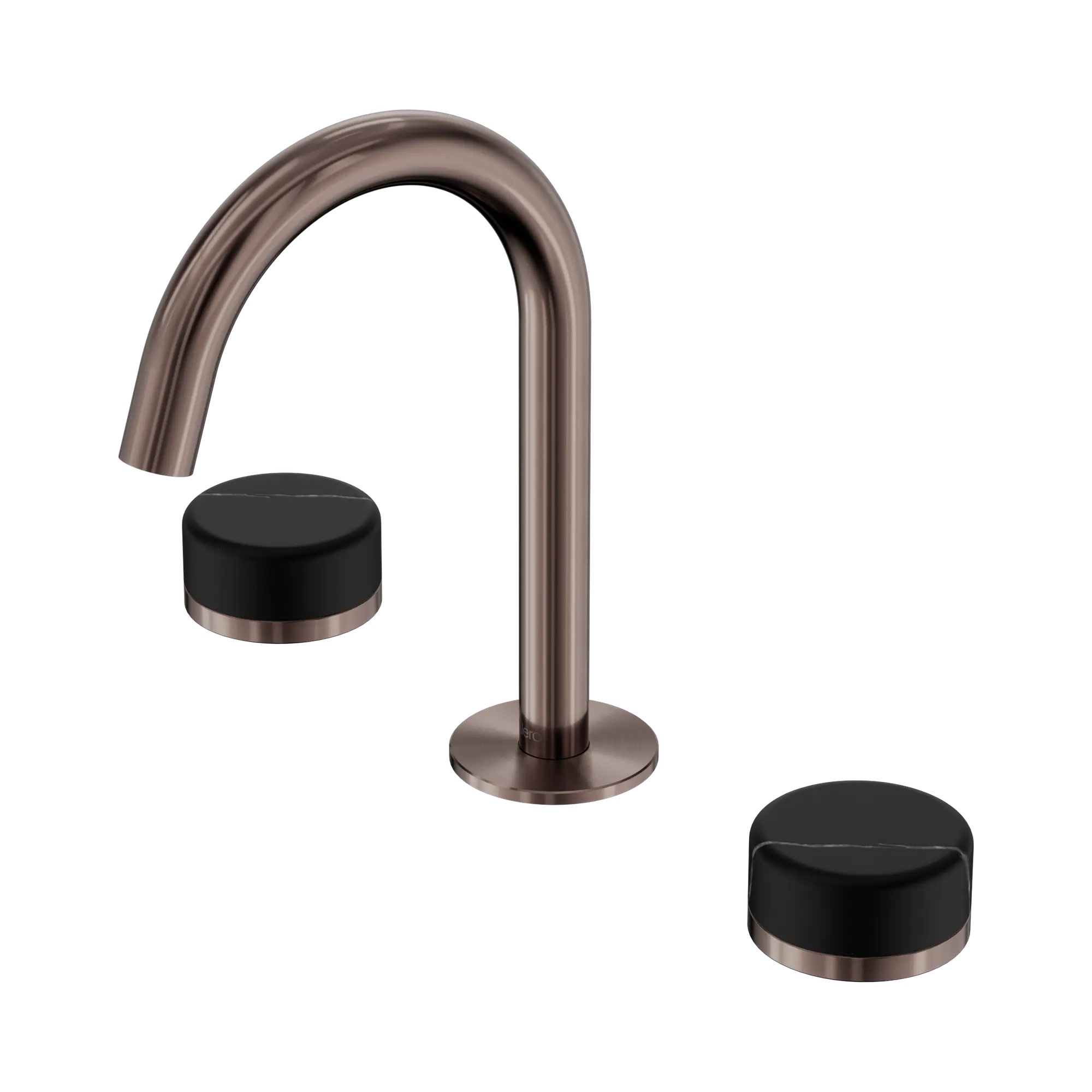 24 D117 BZ Serenity Basin Set Arc Spout With Marquina Black Handle Brushed Bronze image 1
