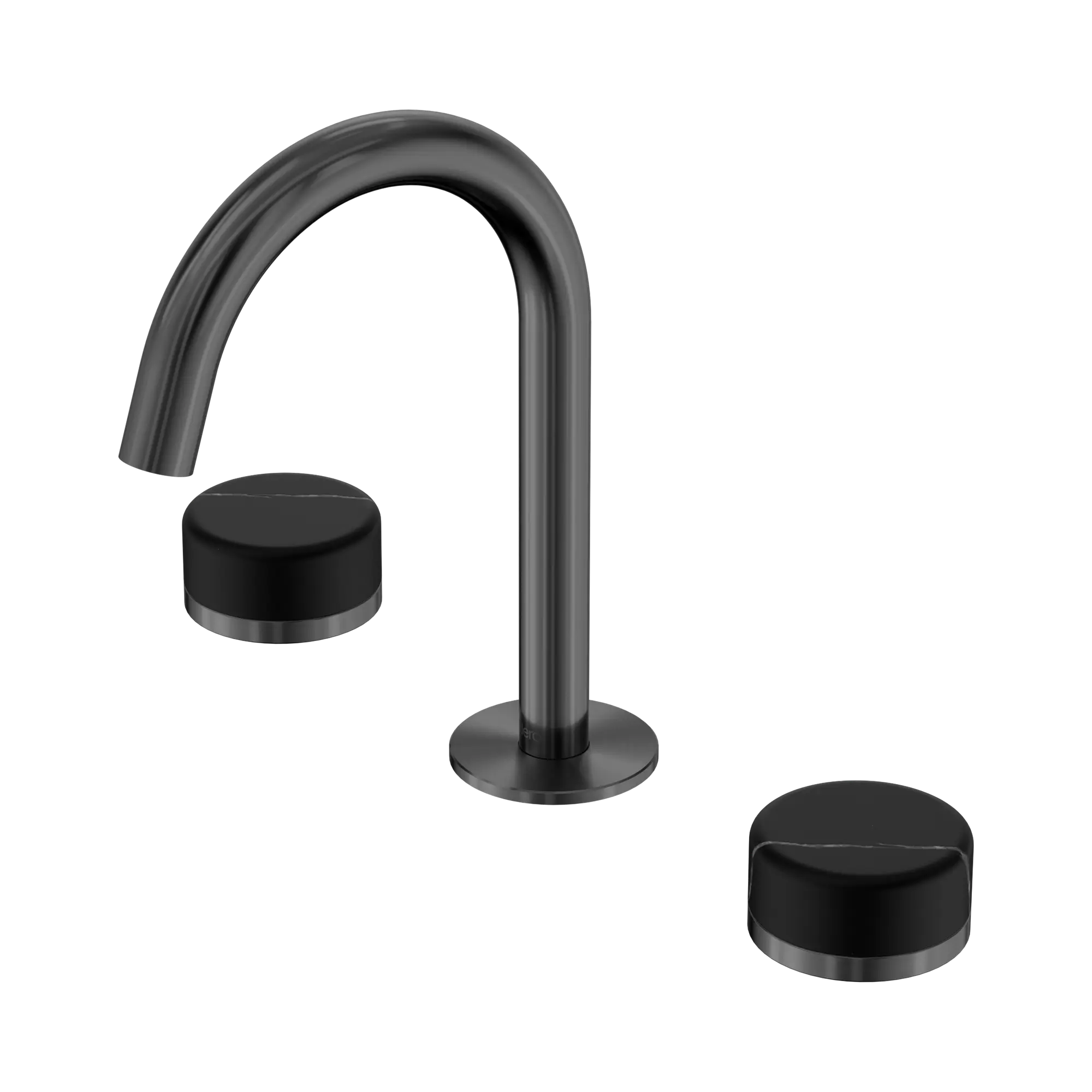 24 D117 GM Serenity Basin Set Arc Spout With Marquina Black Handle Gun Metal image 1