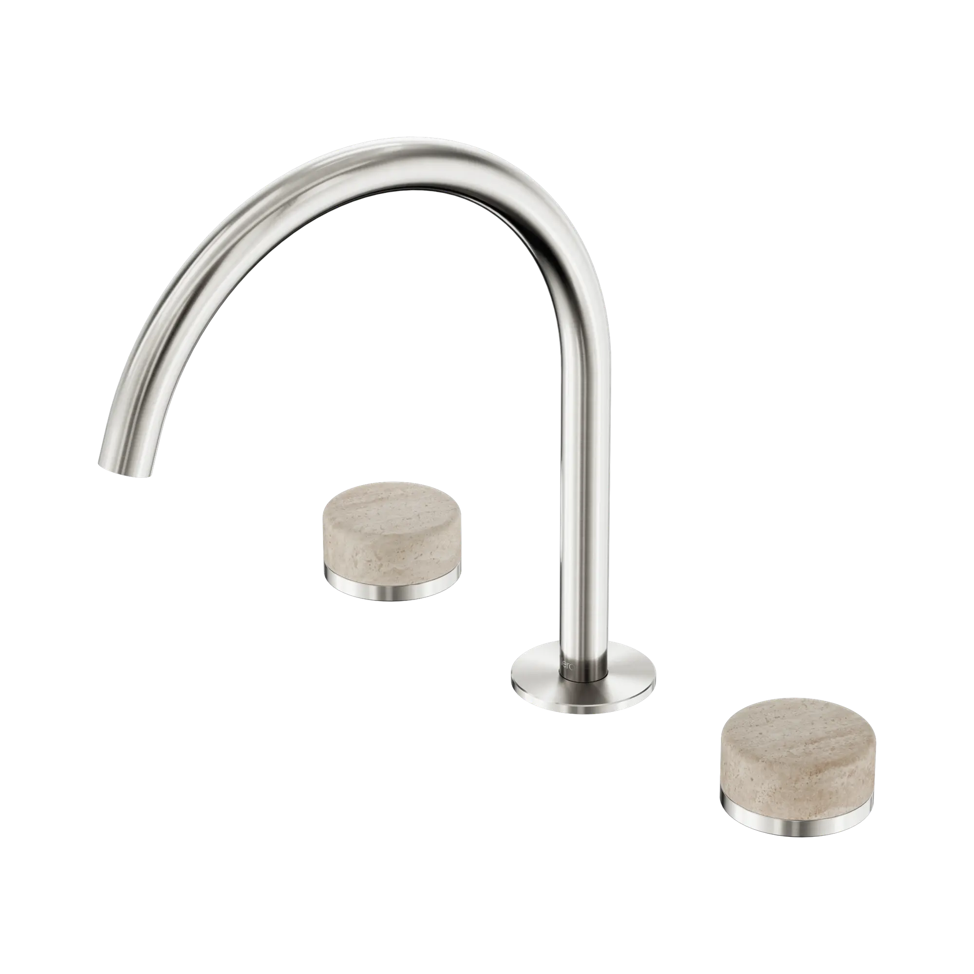 24 D019 BN Serenity Bath Kitchen Set Arc Spout With Rome Travertine Handle Brushed Nickel image 1