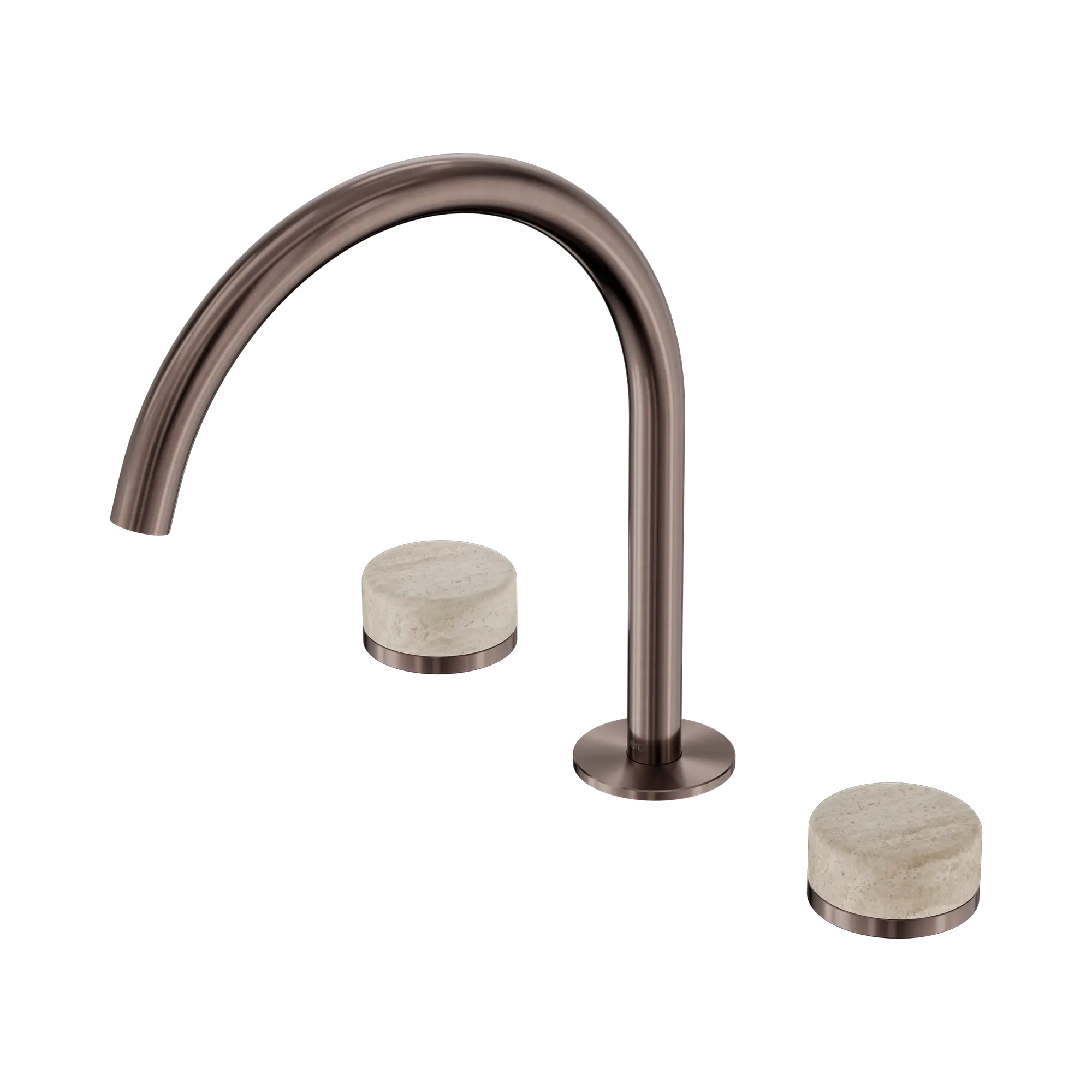 24 D019 BZ Serenity Bath Kitchen Set Arc Spout With Rome Travertine Handle Brushed Bronze image 1