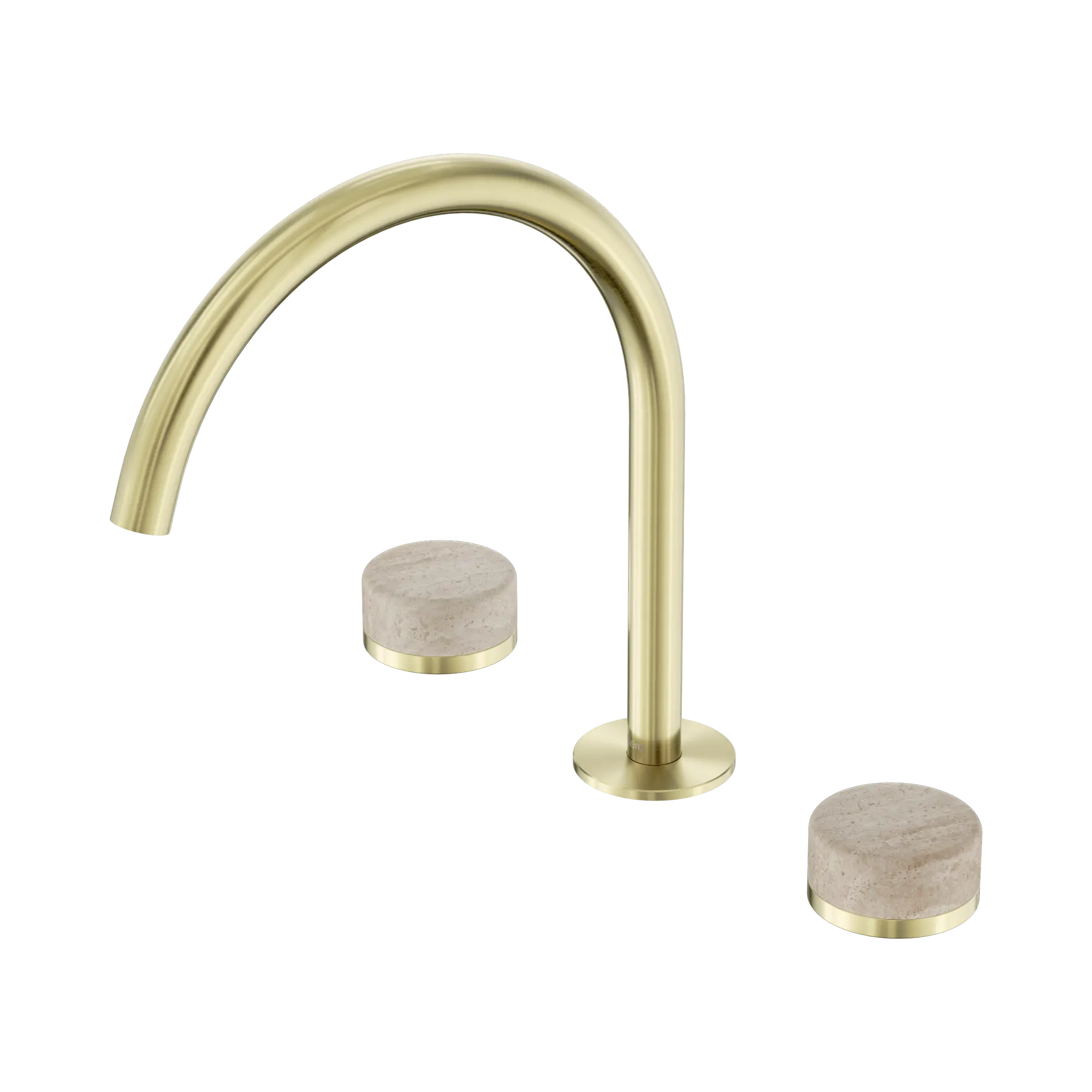 24 D019 BG Serenity Bath Kitchen Set Arc Spout With Rome Travertine Handle Brushed Gold image 1