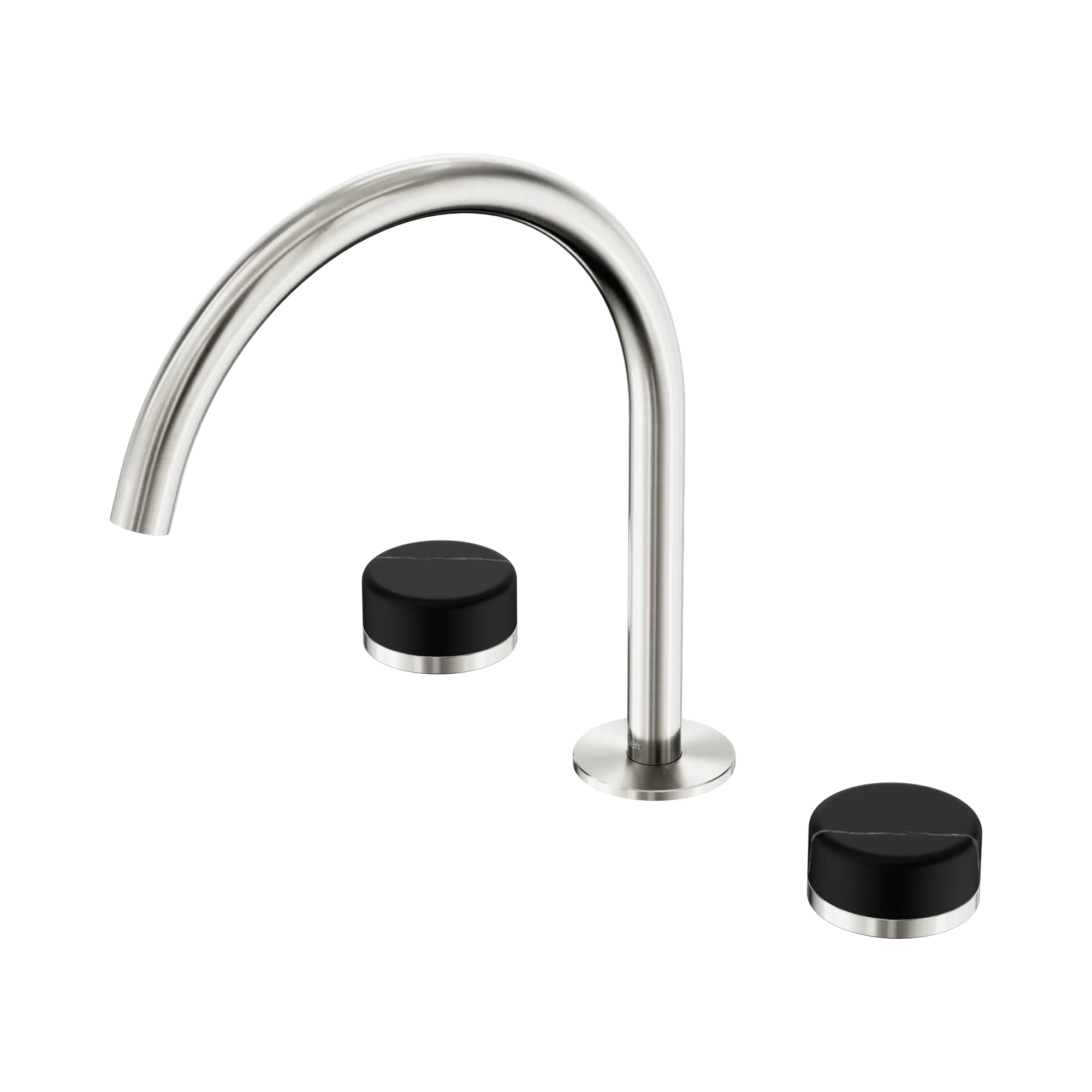 24 D118 BN Serenity Bath Kitchen Set Arc Spout With Marquina Black Handle Brushed Nickel image 1
