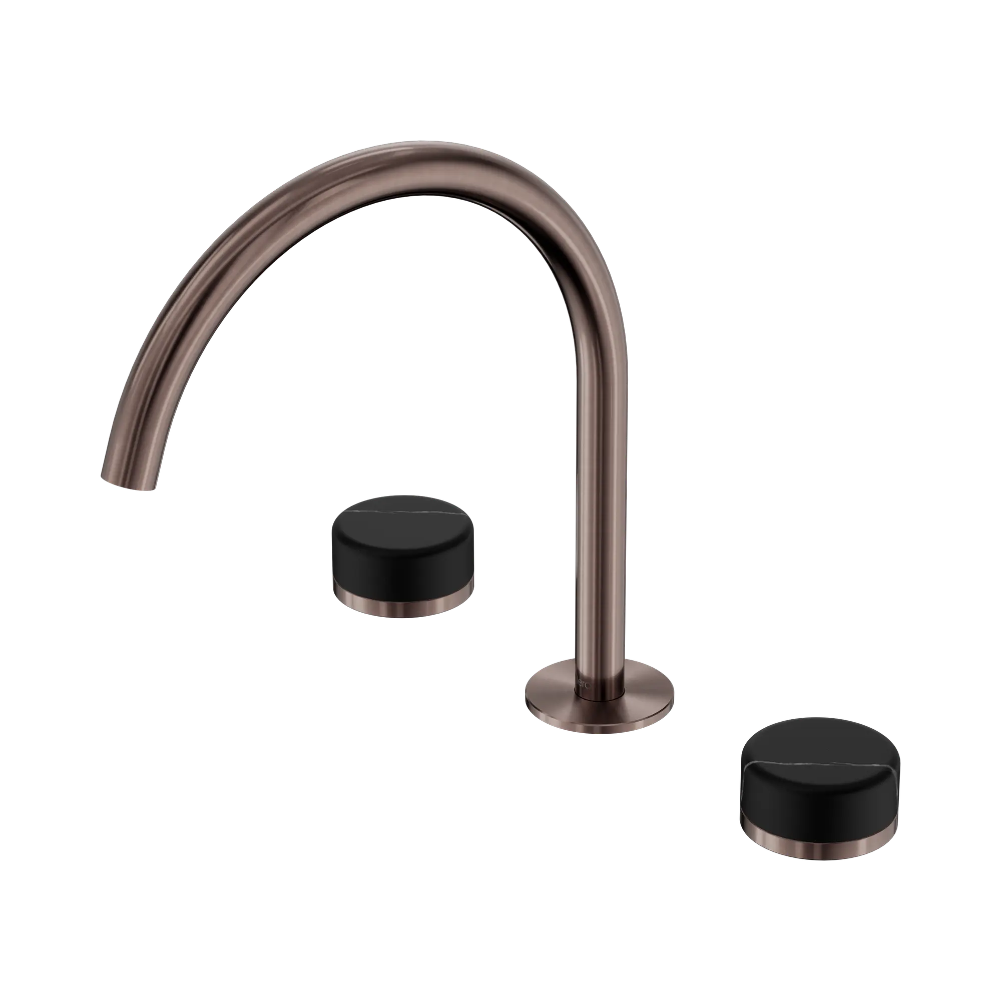 24 D118 BZ Serenity Bath Kitchen Set Arc Spout With Marquina Black Handle Brushed Bronze image 1
