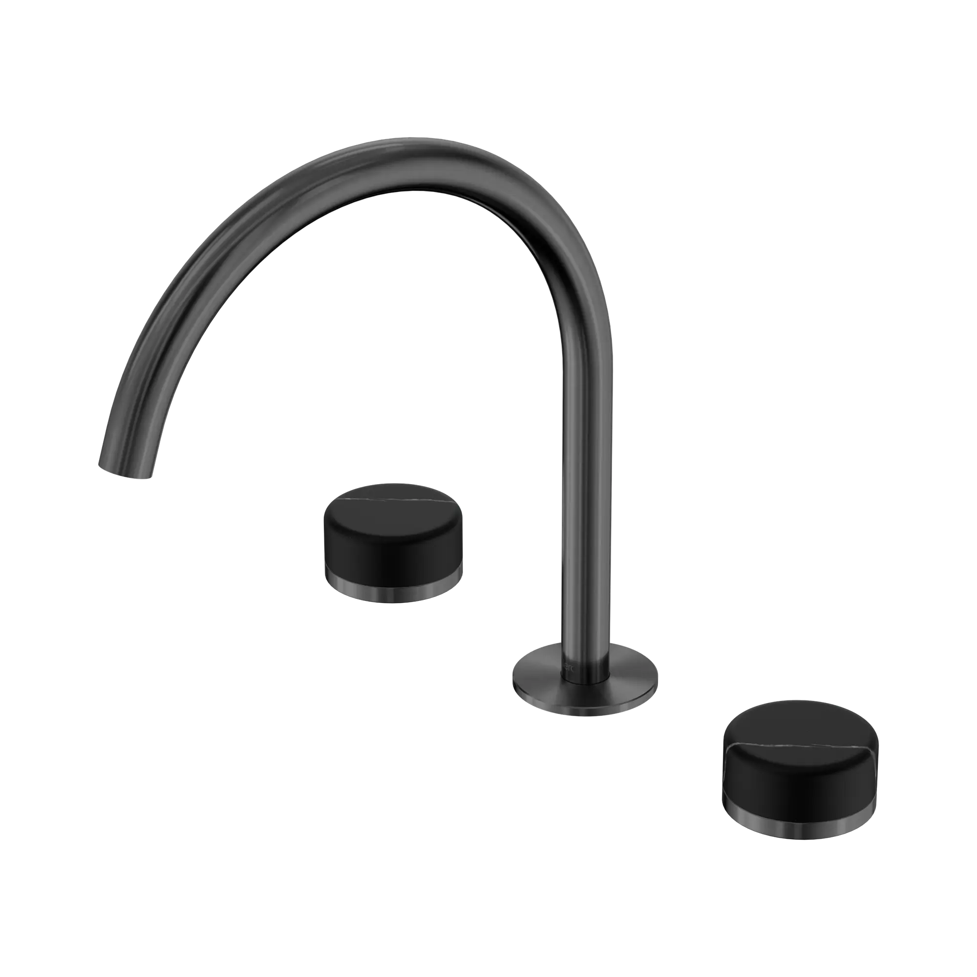 24 D118 GM Serenity Bath Kitchen Set Arc Spout With Marquina Black Handle Gun Metal image 1