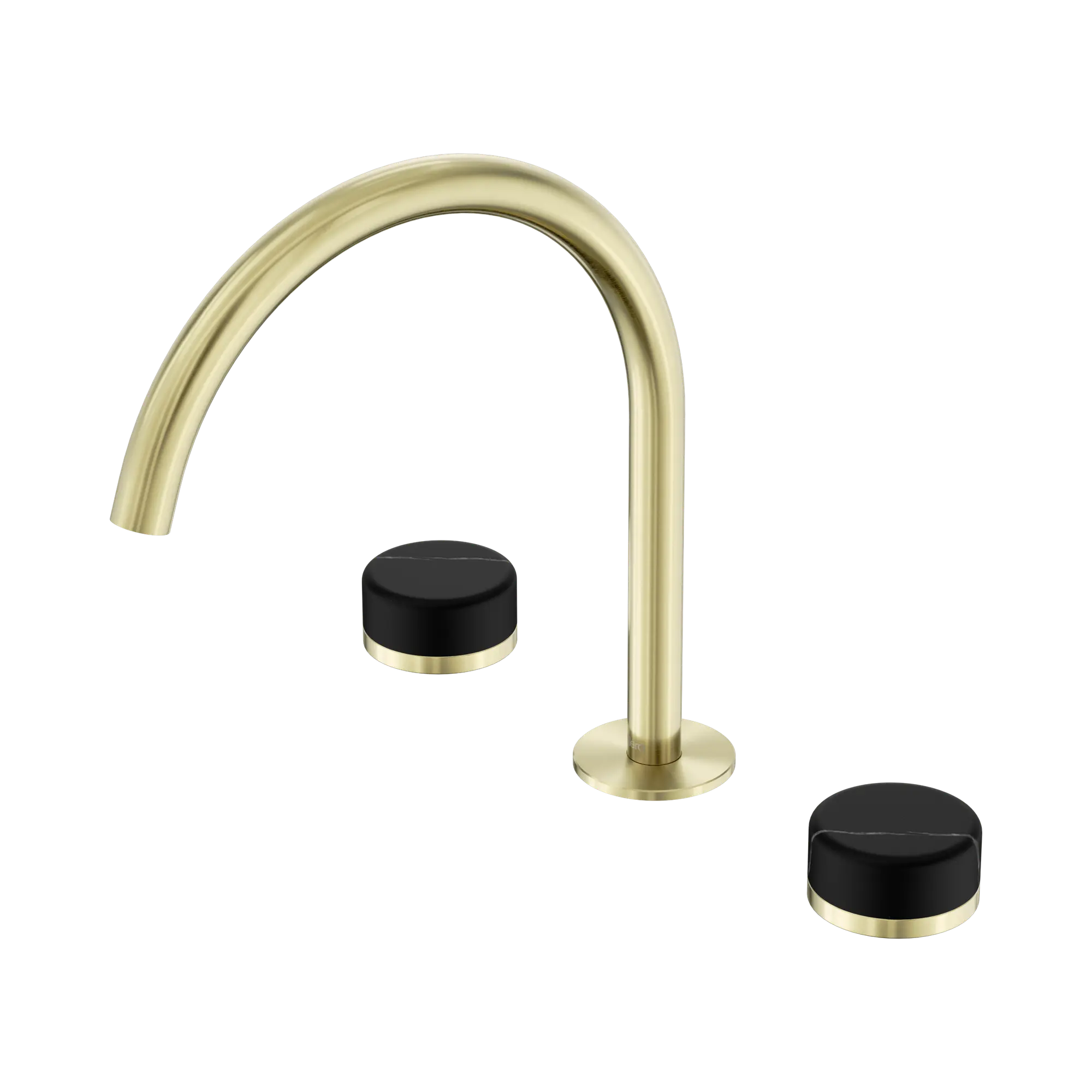 24 D118 BG Serenity Bath Kitchen Set Arc Spout With Marquina Black Handle Brushed Gold image 1