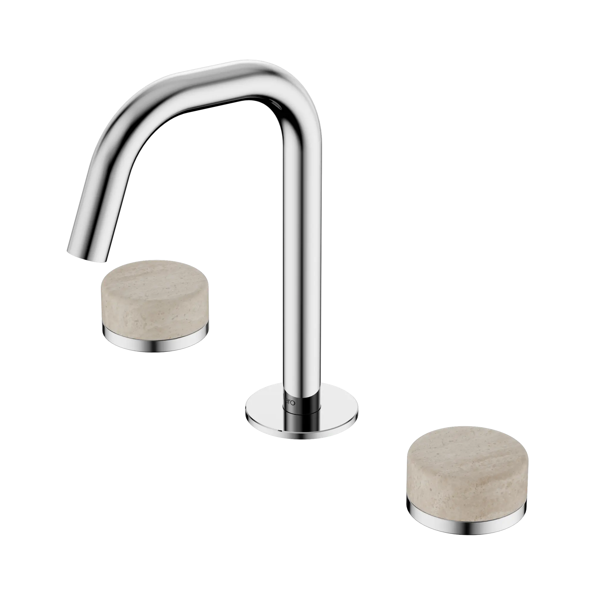 24 D025 CH Serenity Basin Set Edge Spout With Rome Travertine Handle Chrome image 1