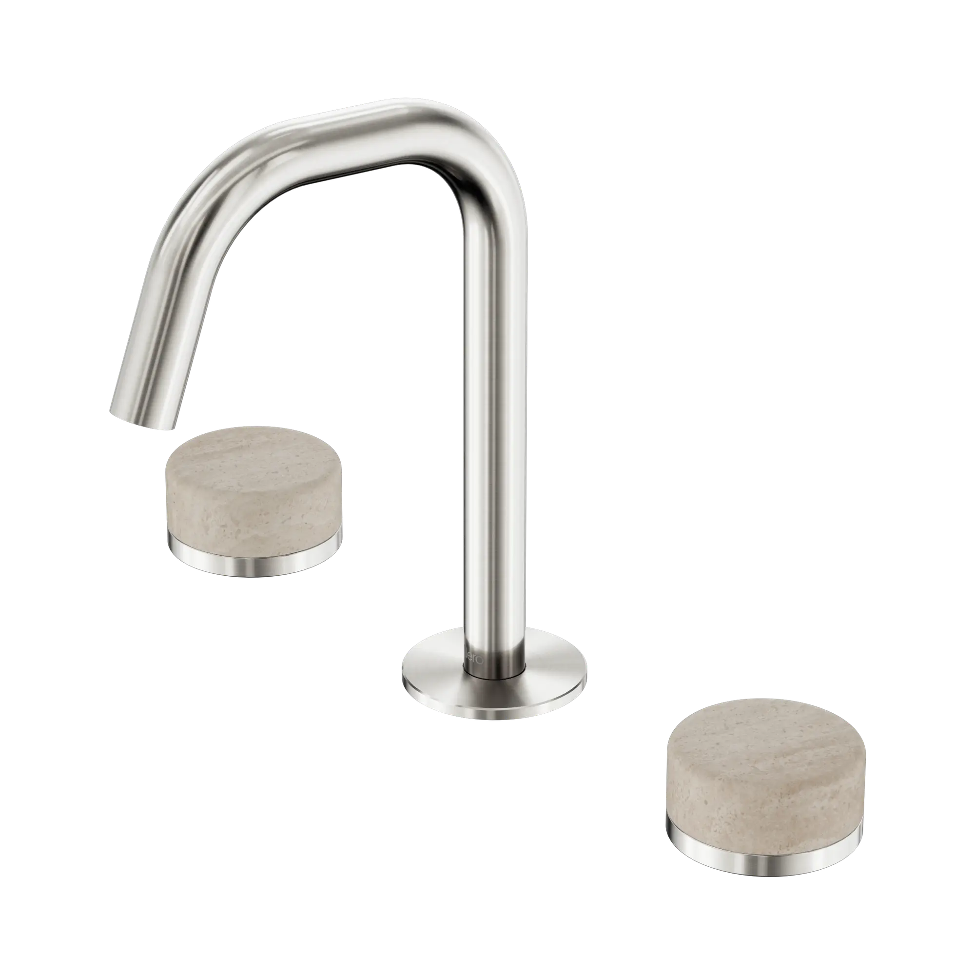 24 D025 BN Serenity Basin Set Edge Spout With Rome Travertine Handle Brushed Nickel image 1