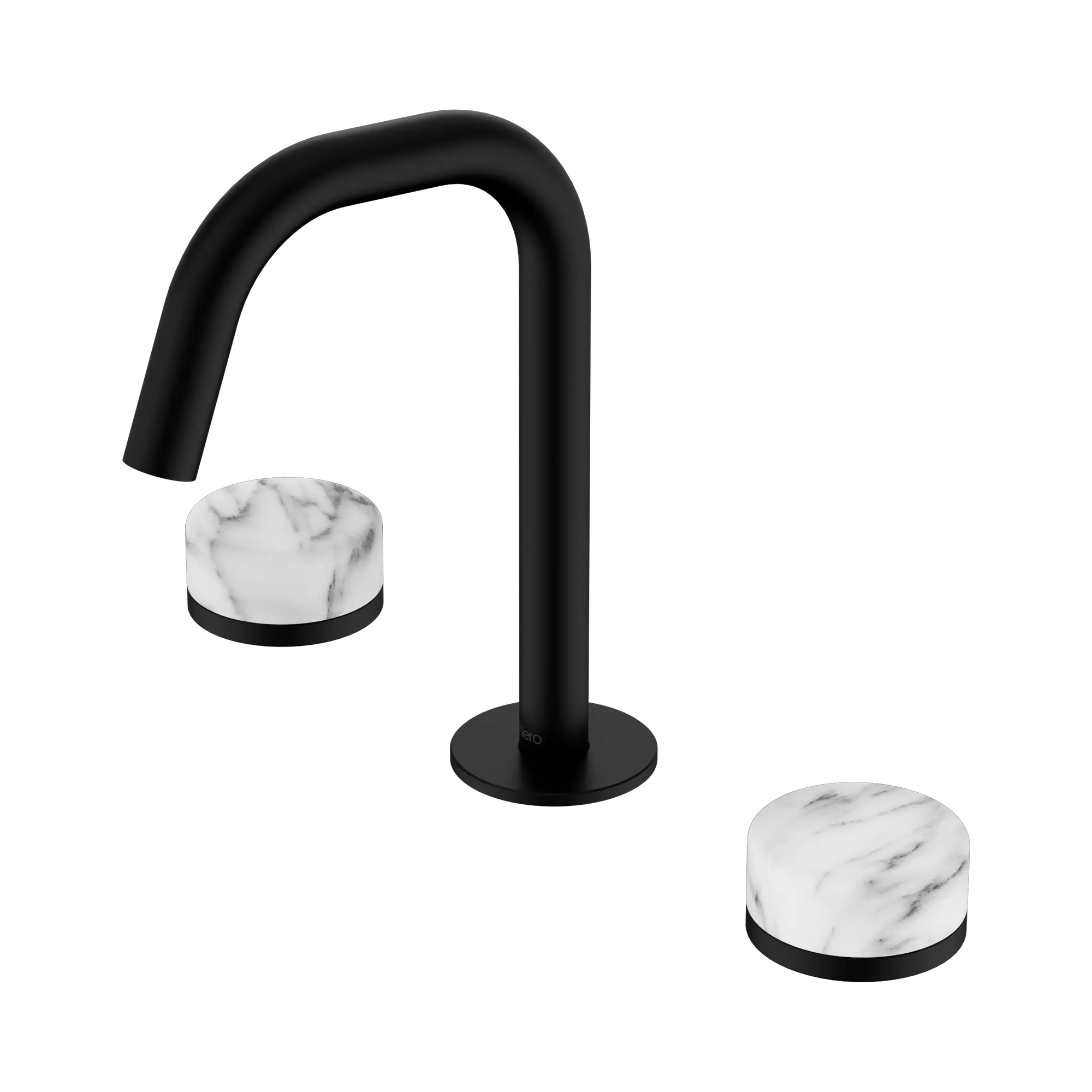 24 D026 MB Serenity Basin Set Edge Spout With Arabescato Corchia Handle Matte Black image 1