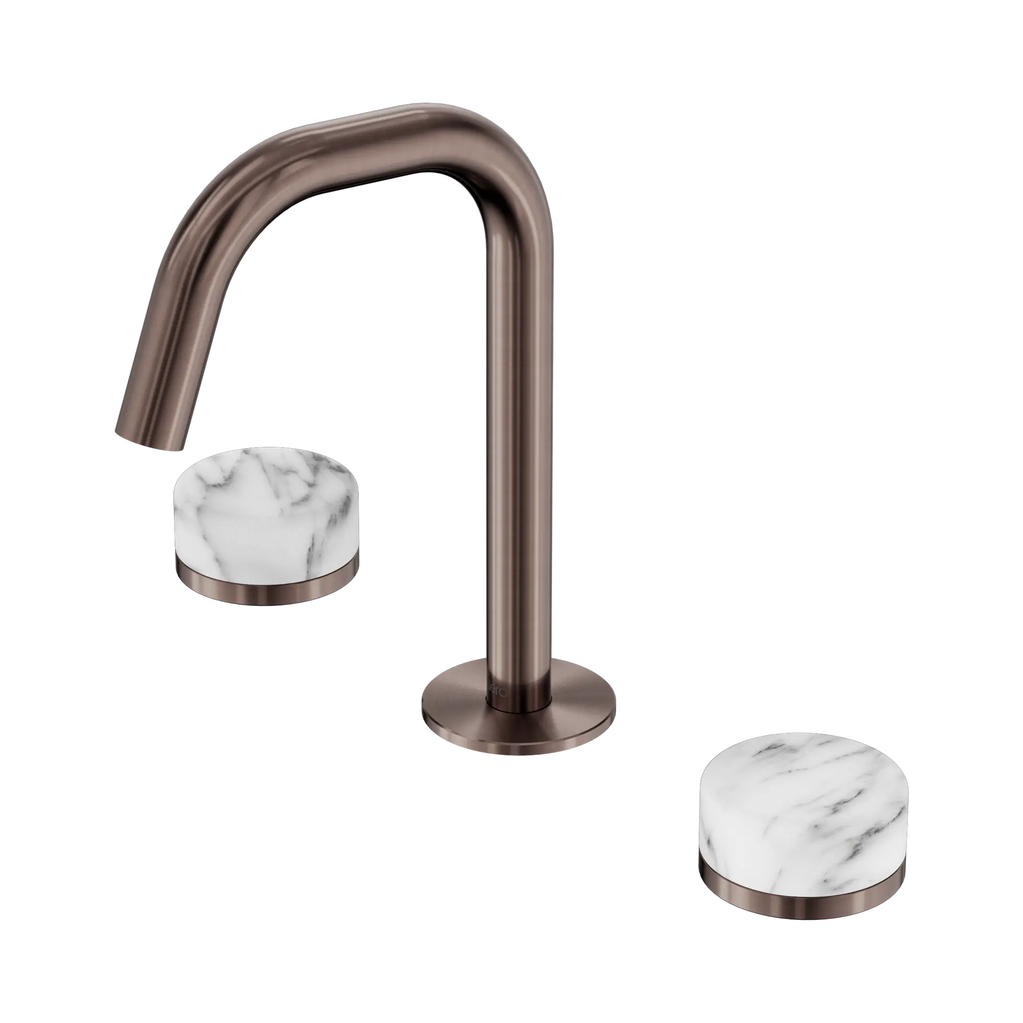 24 D026 BZ Serenity Basin Set Edge Spout With Arabescato Corchia Handle Brushed Bronze image 1