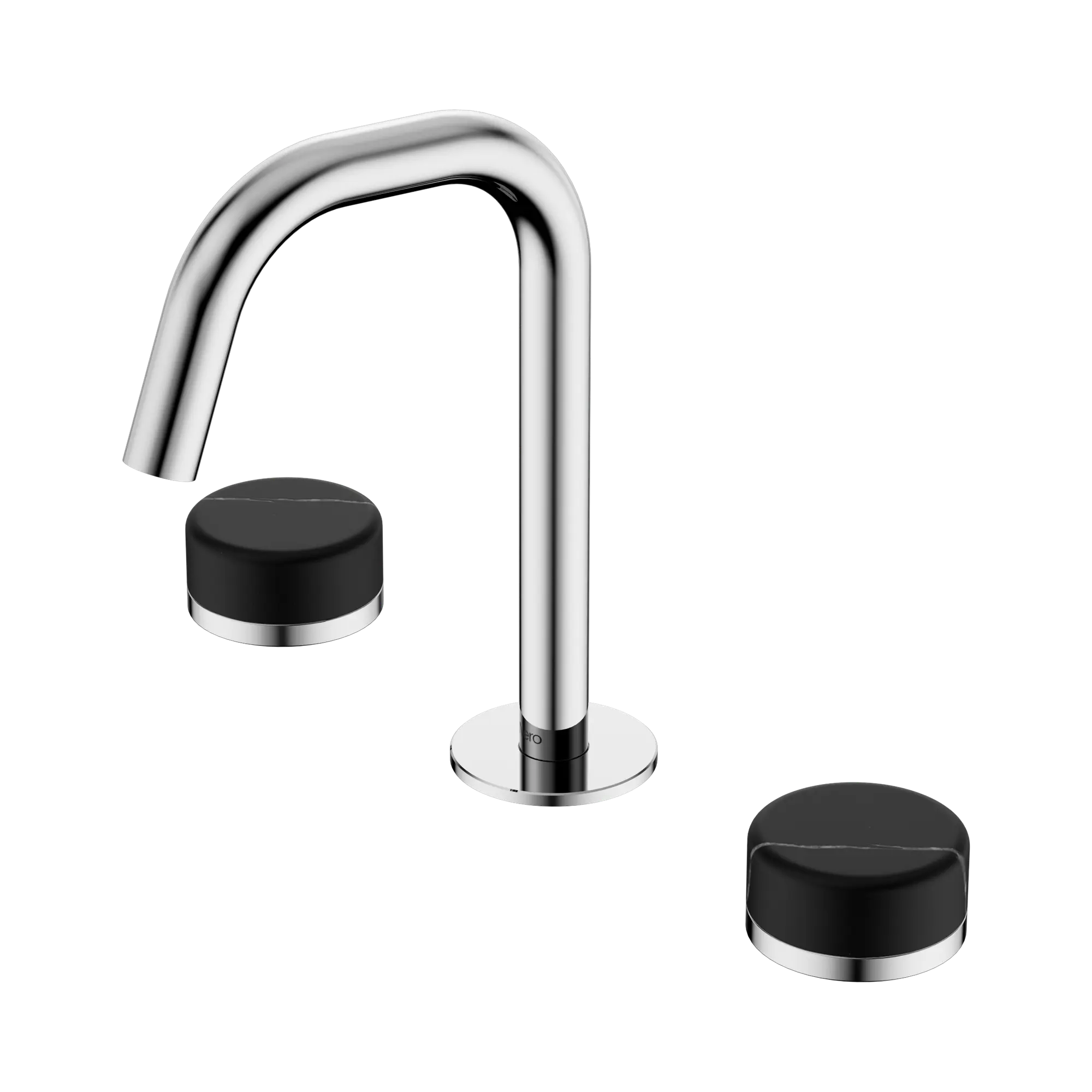 24 D119 CH Serenity Basin Set Edge Spout With Marquina Black Handle Chrome image 1