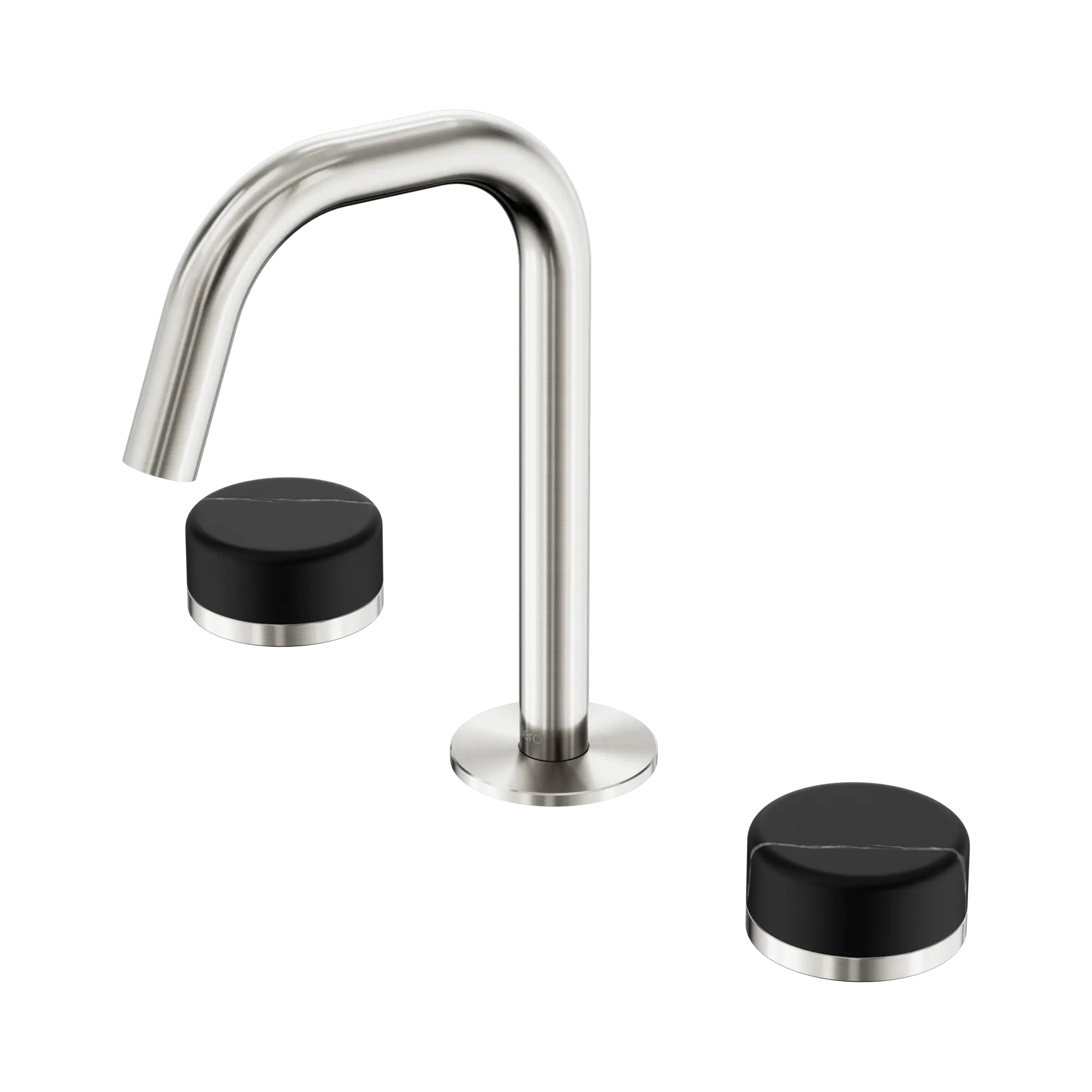 24 D119 BN Serenity Basin Set Edge Spout With Marquina Black Handle Brushed Nickel image 1