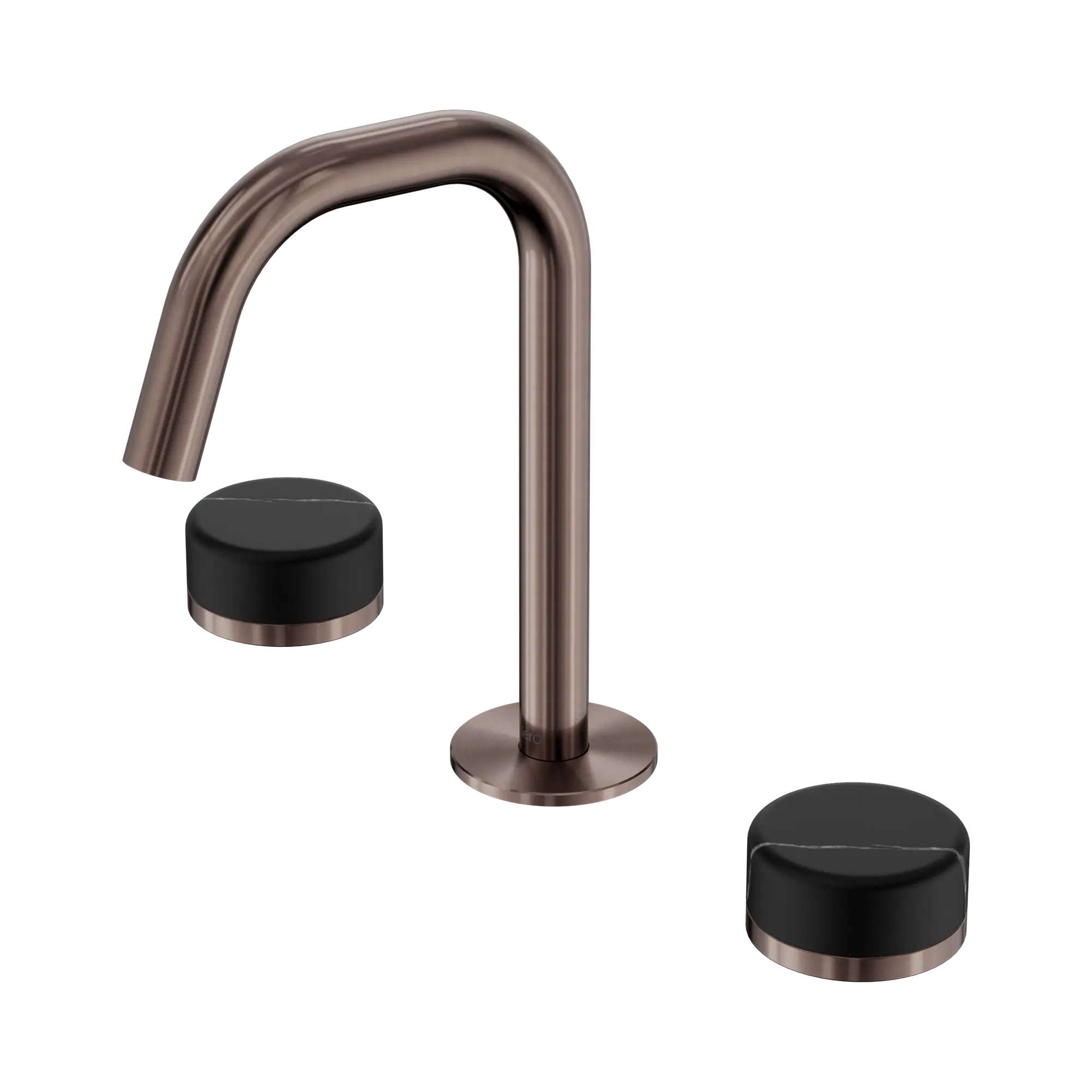 24 D119 BZ Serenity Basin Set Edge Spout With Marquina Black Handle Brushed Bronze image 1