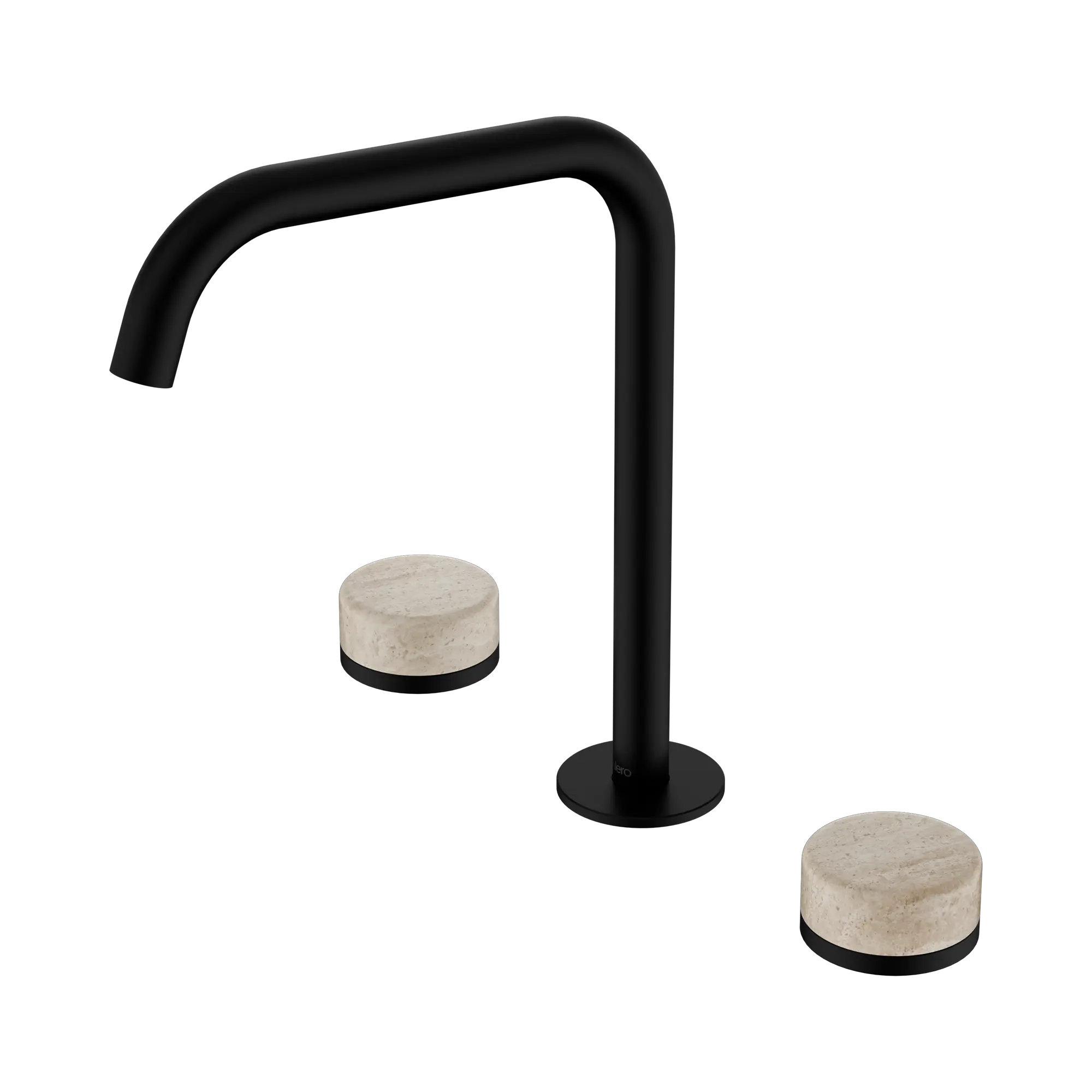 24 D031 MB Serenity Bath Kitchen Set Edge Spout With Rome Travertine Handle Matte Black image 1