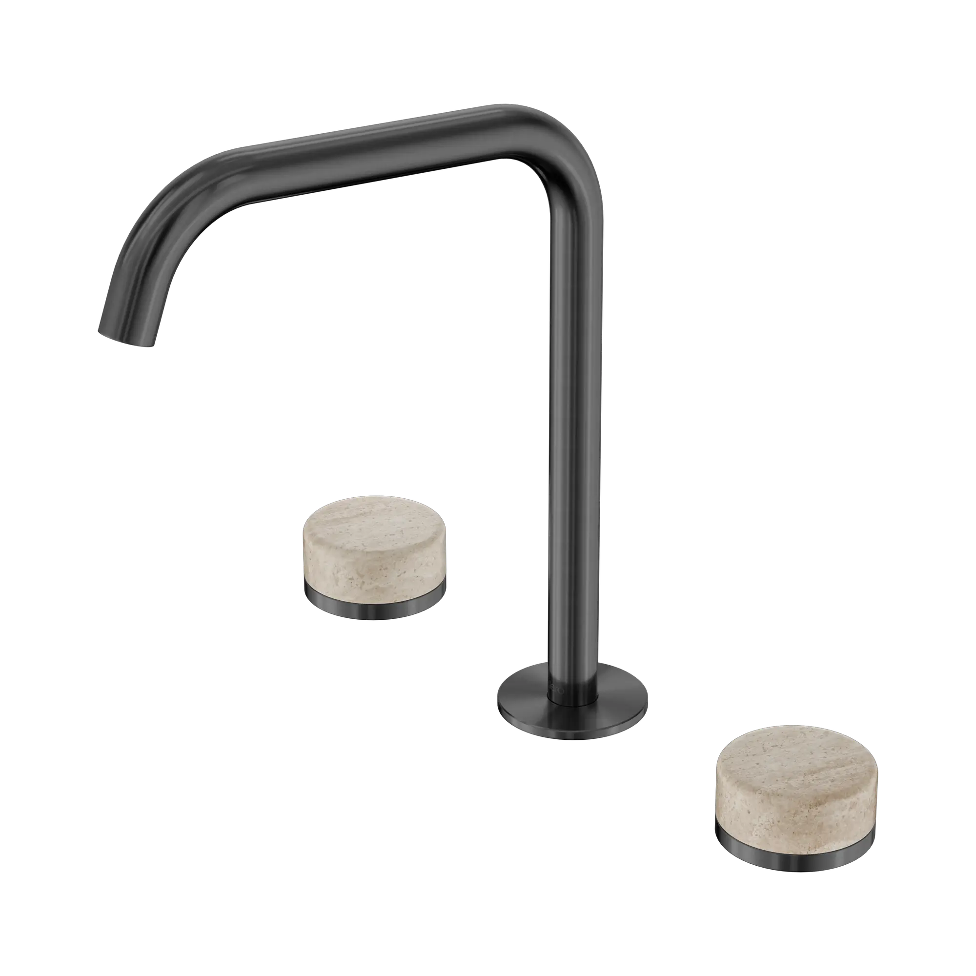 24 D031 GM Serenity Bath Kitchen Set Edge Spout With Rome Travertine Handle Gun Metal image 1