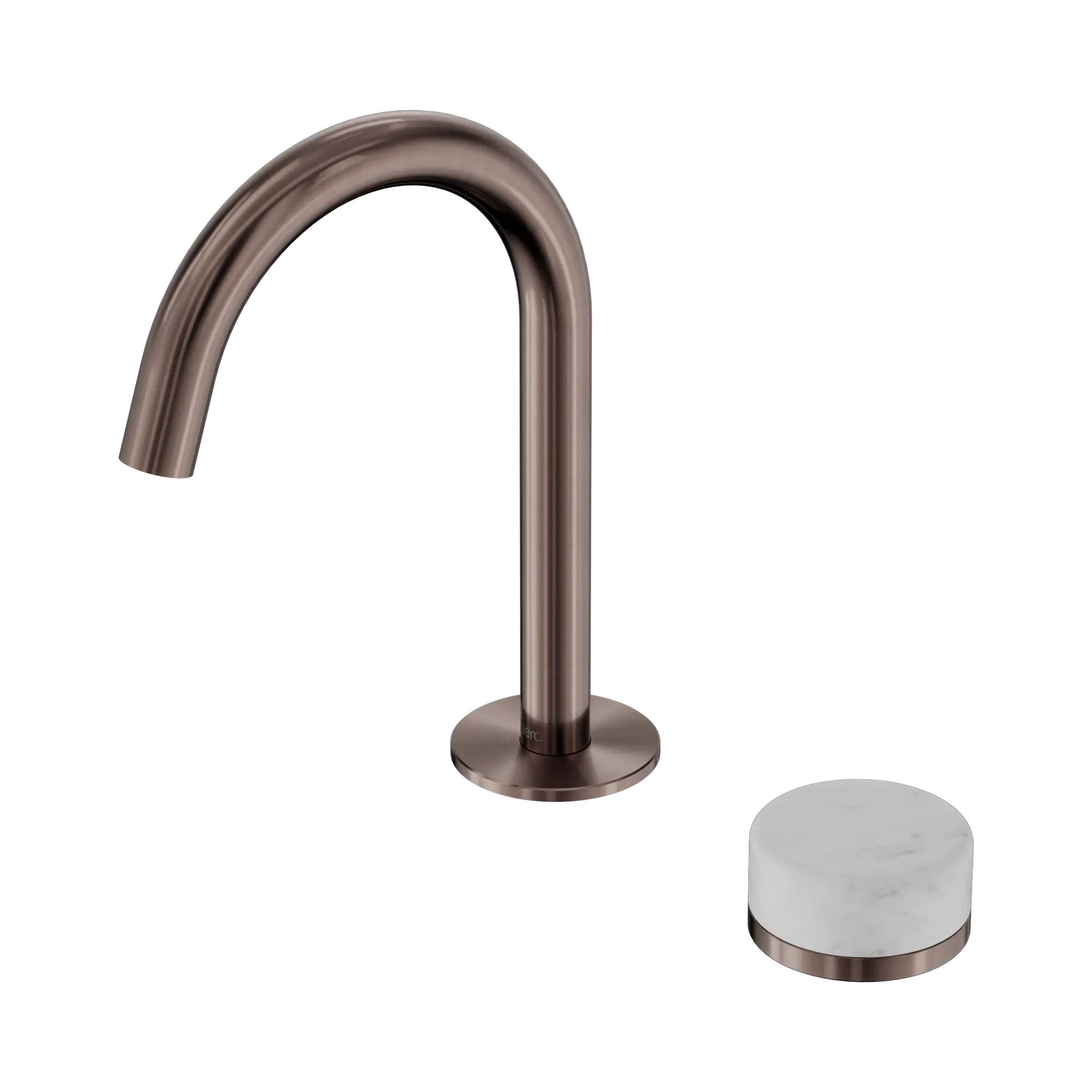 24 E031 BZ Serenity Progressive Basin Mixer Arc Spout With Carrara Handle Brushed Bronze image 1