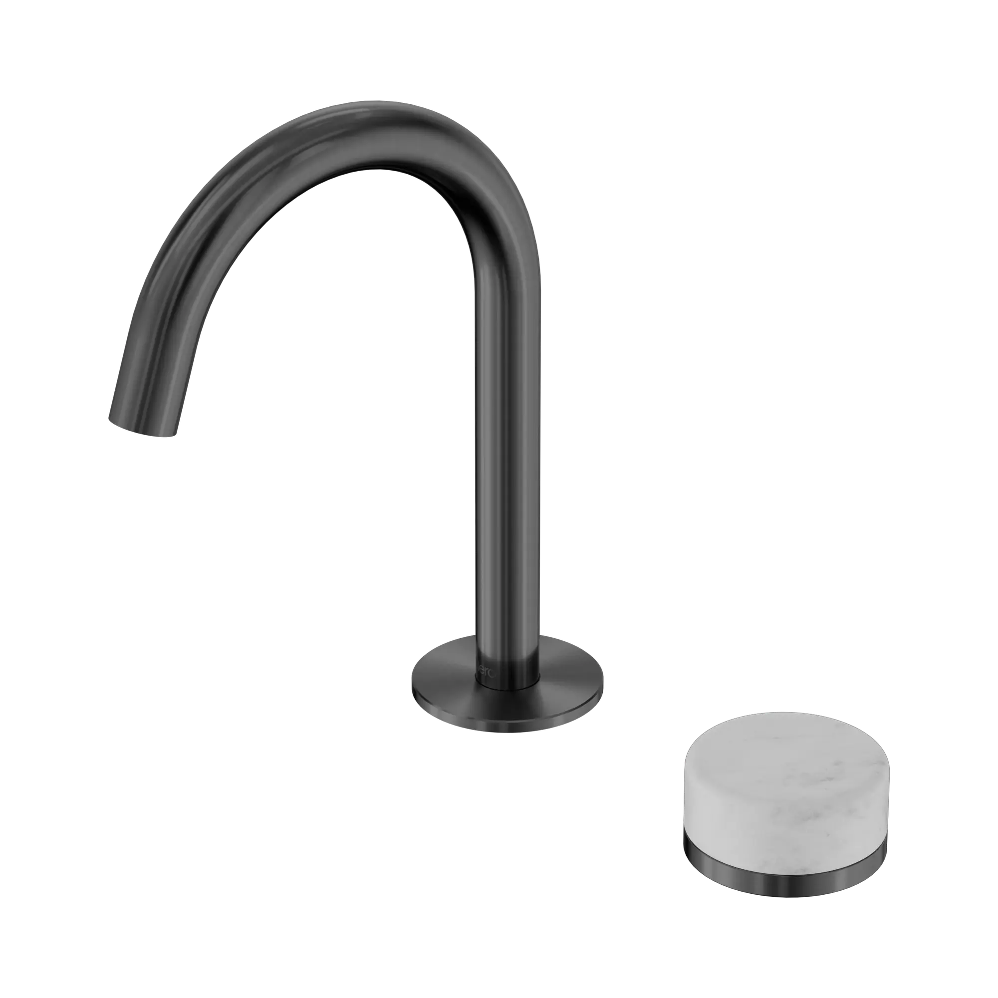 24 E031 GM Serenity Progressive Basin Mixer Arc Spout With Carrara Handle Gun Metal image 1