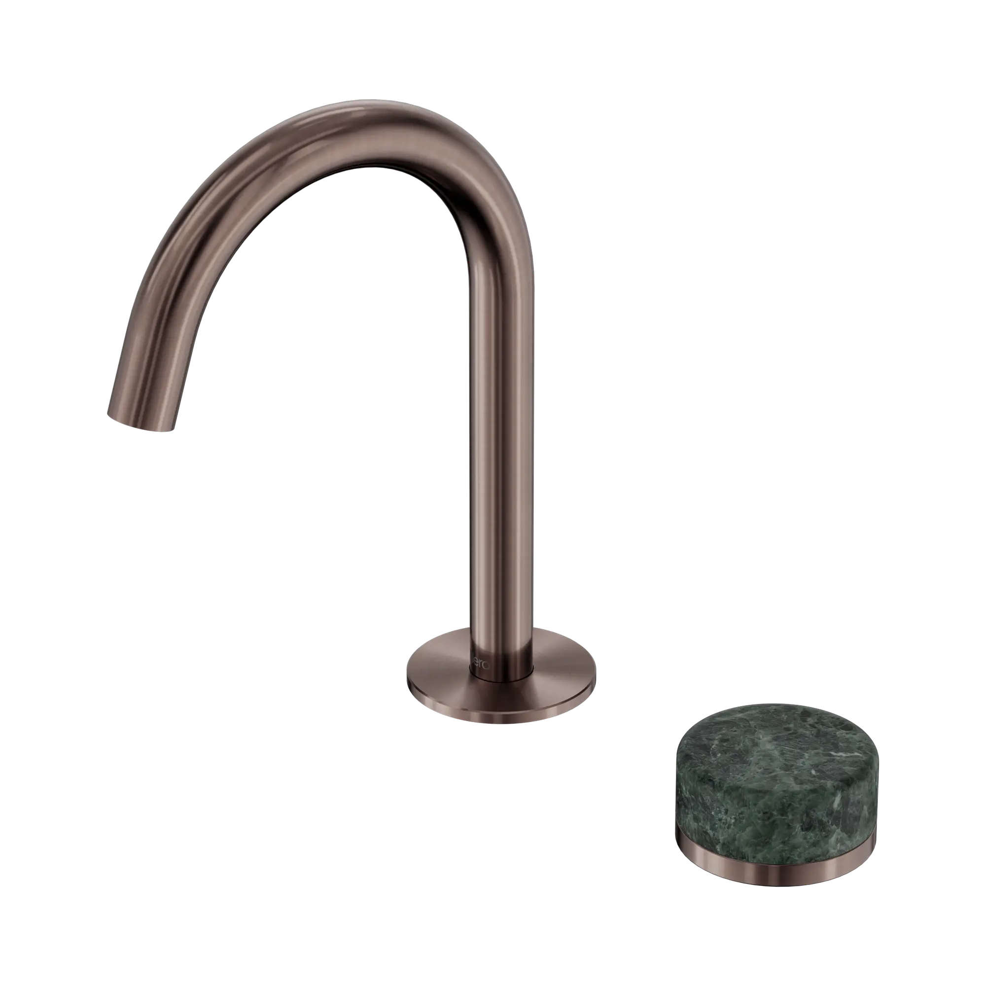 24 E032 BZ Serenity Progressive Basin Mixer Arc Spout With Verde Alpi Handle Brushed Bronze image 1