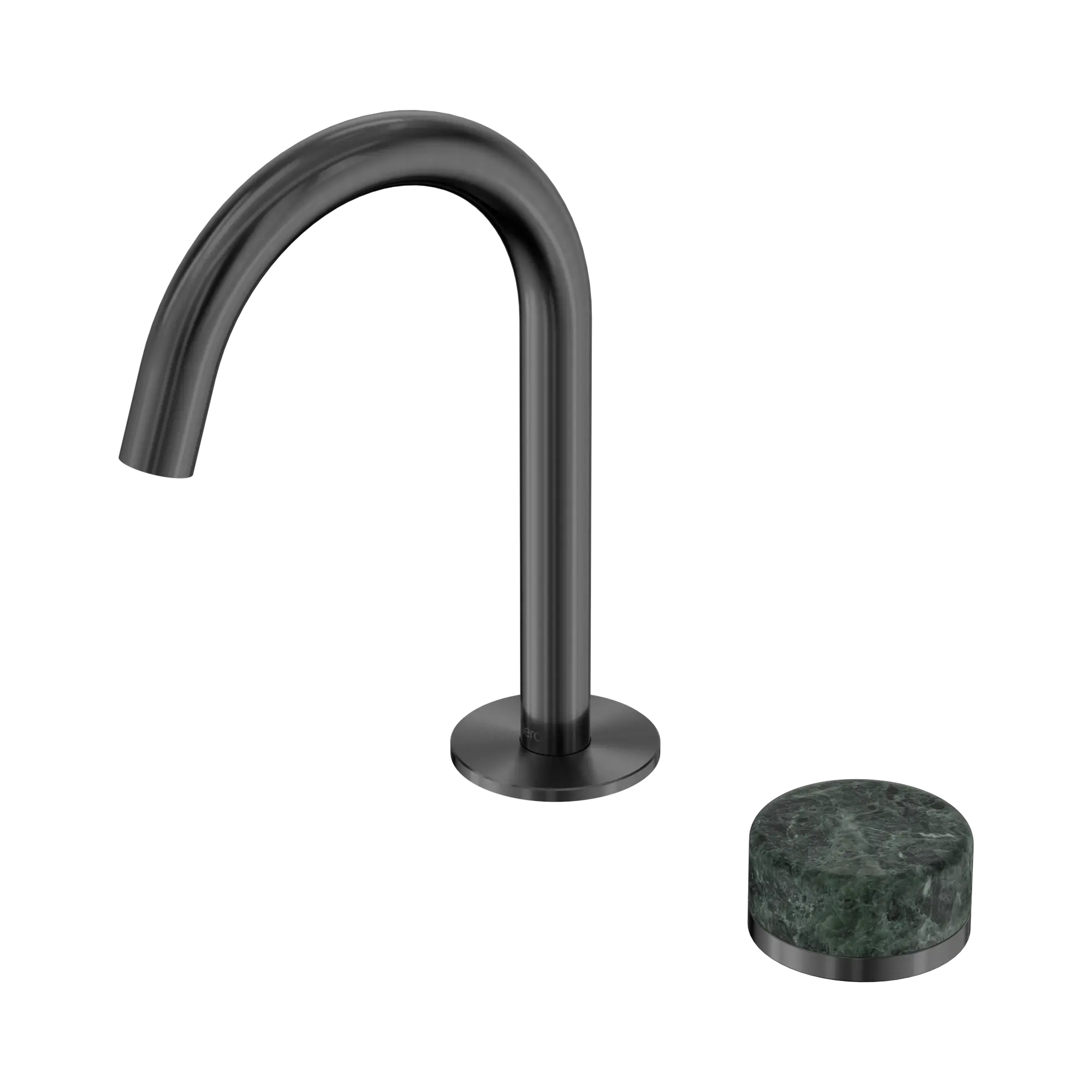 24 E032 GM Serenity Progressive Basin Mixer Arc Spout With Verde Alpi Handle Gun Metal image 1