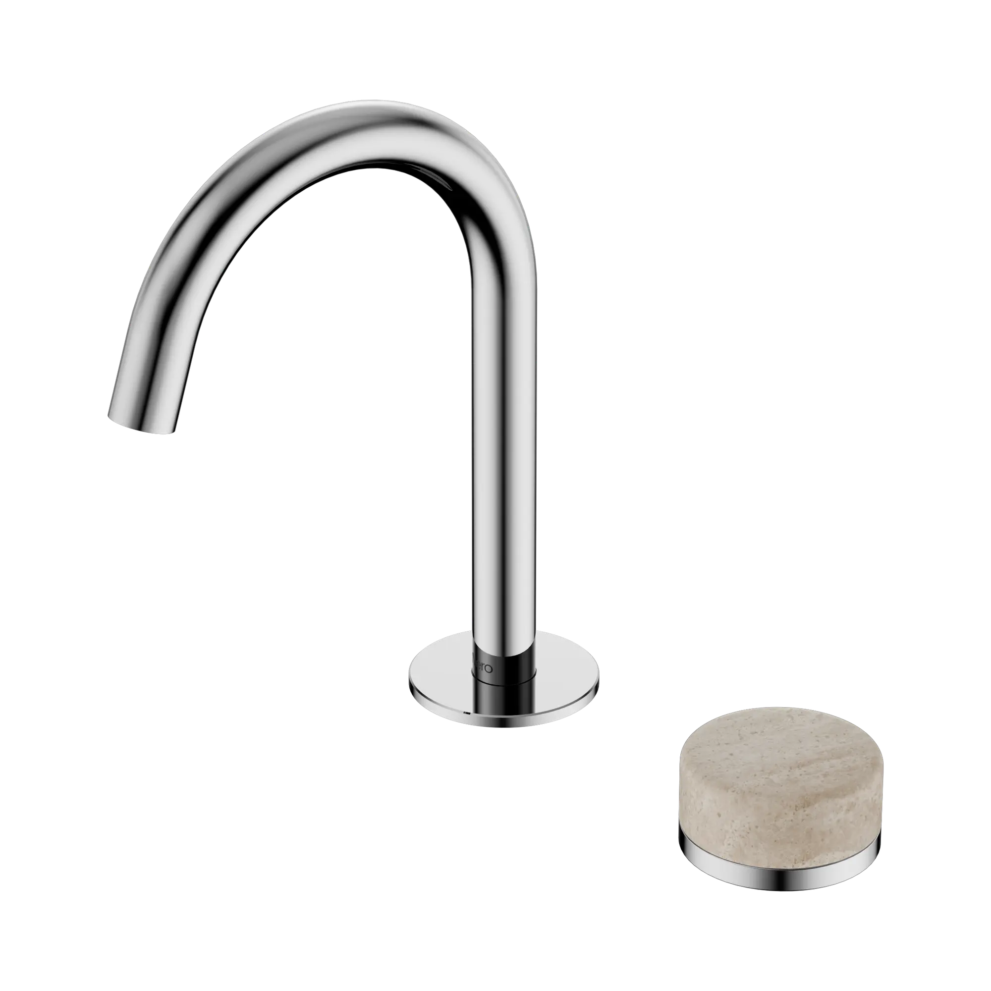 24 E033 CH Serenity Progressive Basin Mixer Arc Spout With Rome Travertine Handle Chrome image 1