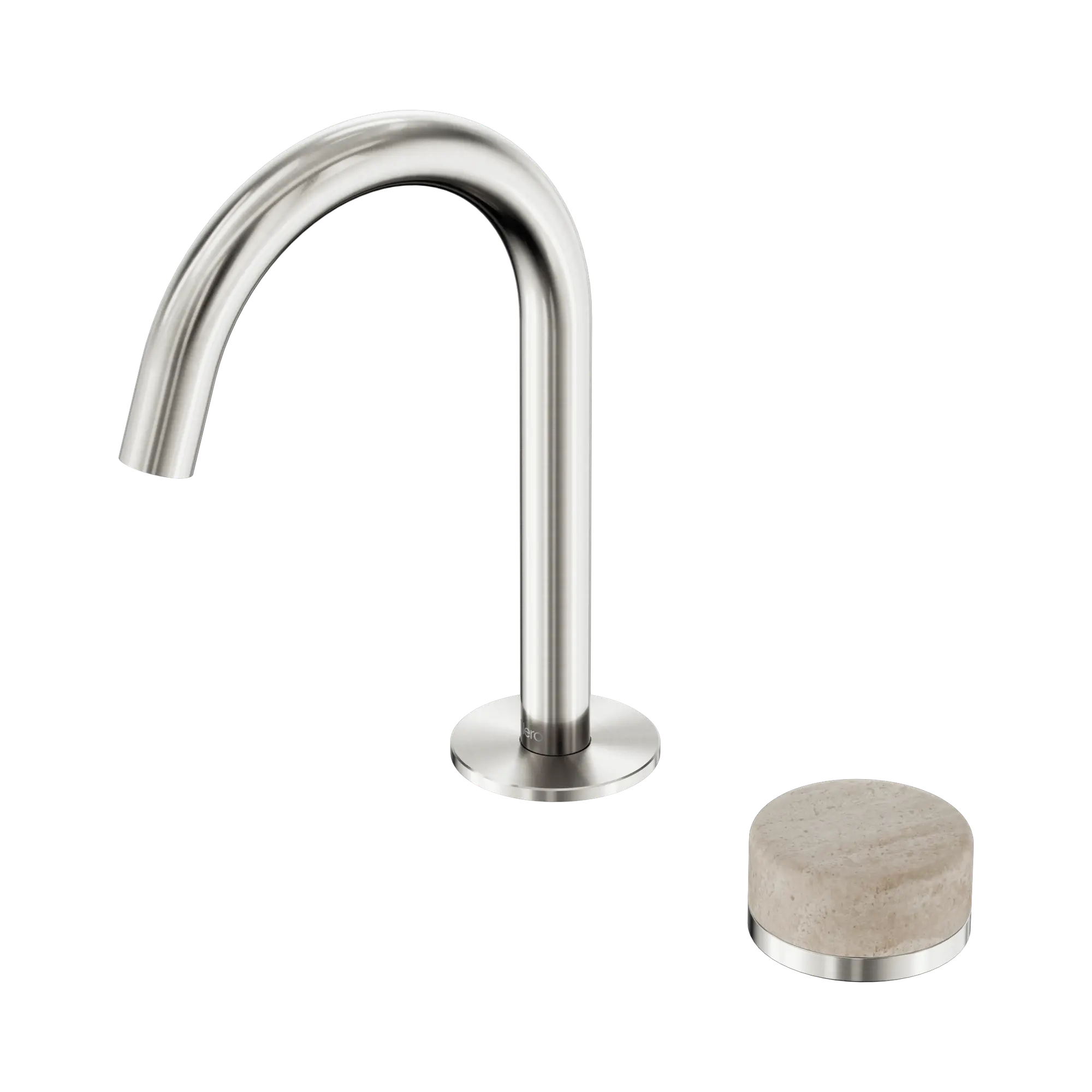 24 E033 BN Serenity Progressive Basin Mixer Arc Spout With Rome Travertine Handle Brushed Nickel image 1