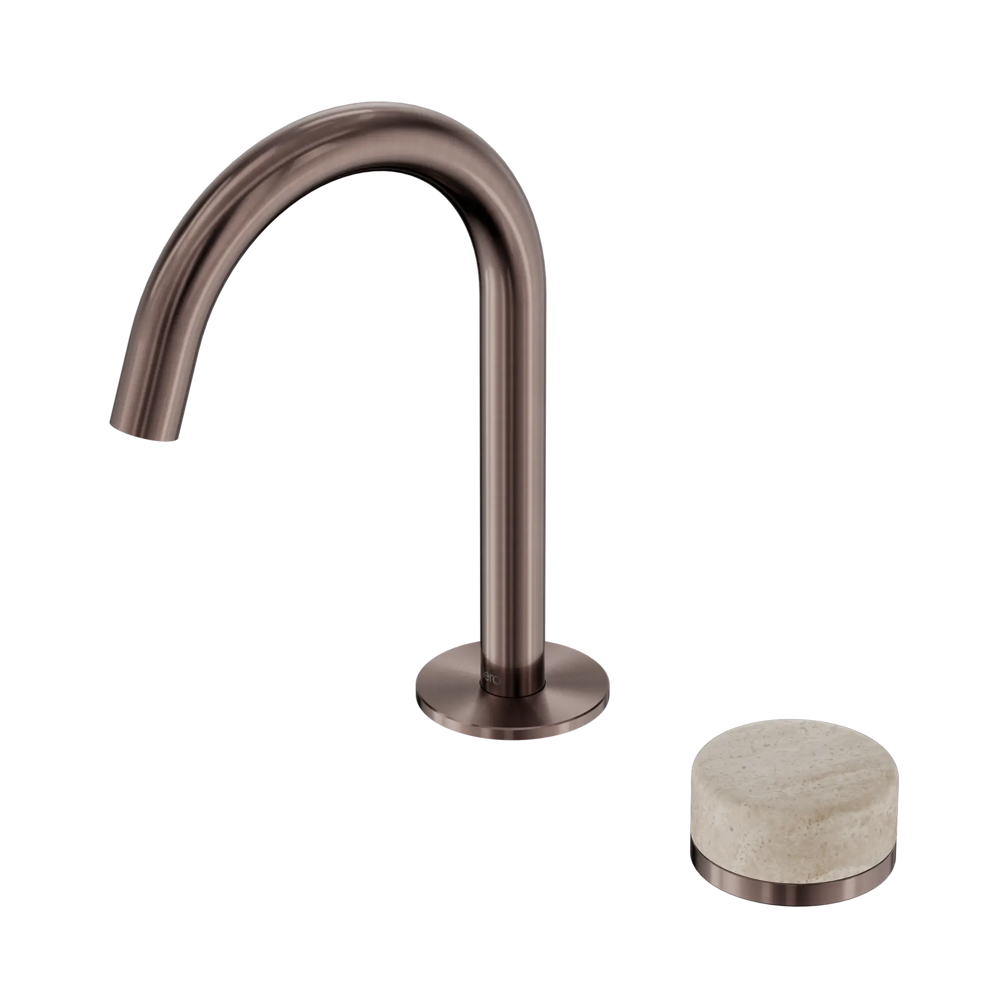 24 E033 BZ Serenity Progressive Basin Mixer Arc Spout With Rome Travertine Handle Brushed Bronze image 1