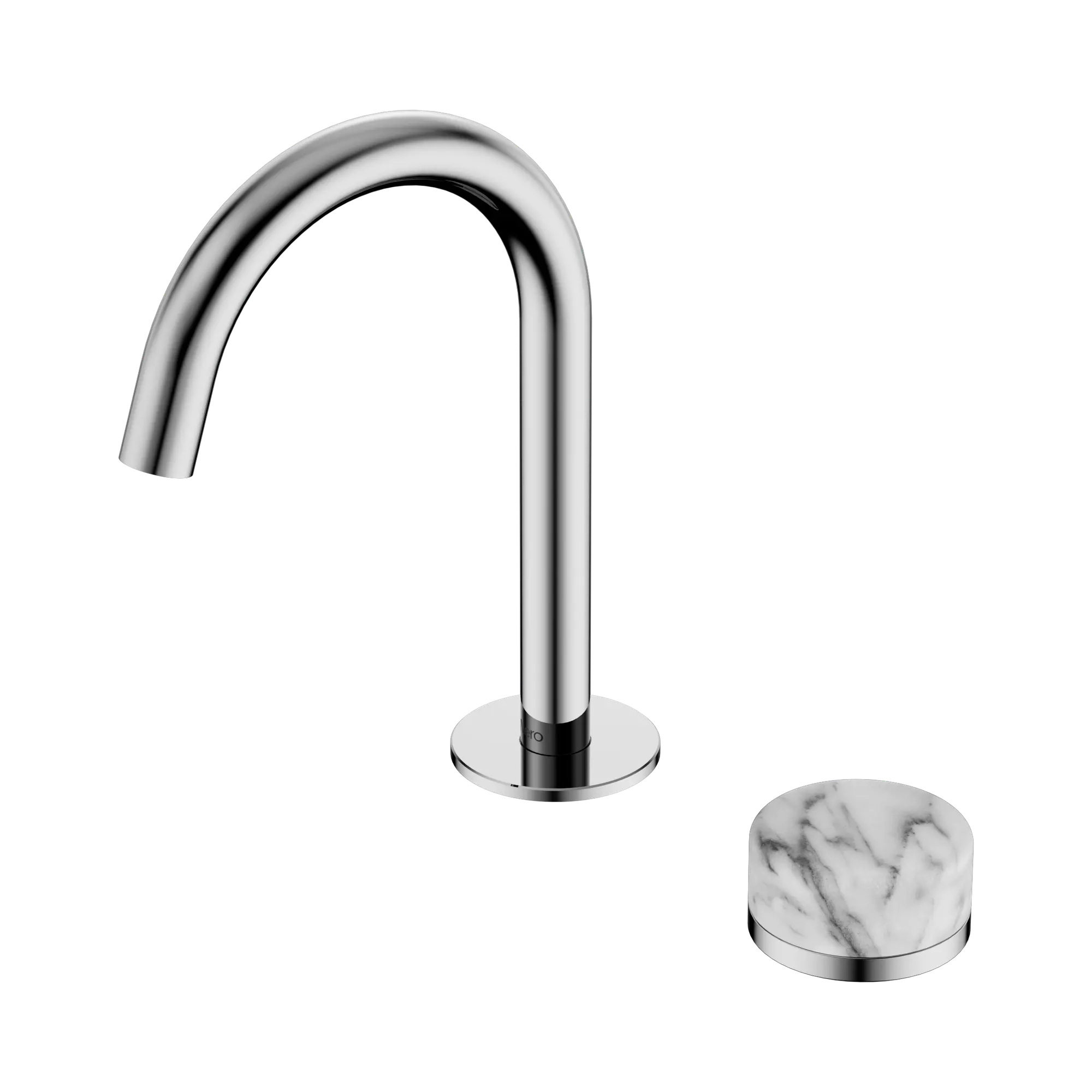 24 E034 CH Serenity Progressive Basin Mixer Arc Spout With Arabescato Corchia Handle Chrome image 1