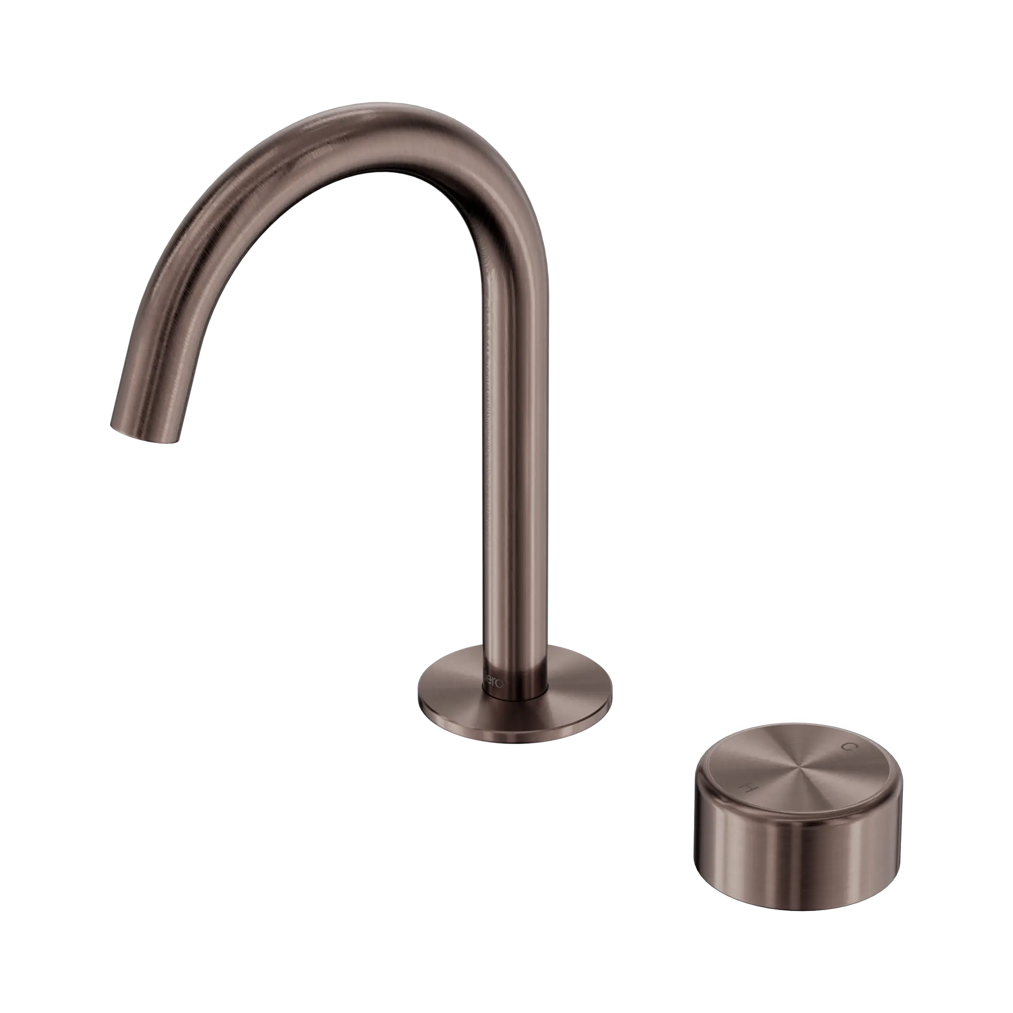 24 E036 BZ Serenity Progressive Basin Mixer Arc Spout With Metal Handle Brushed Bronze image 1