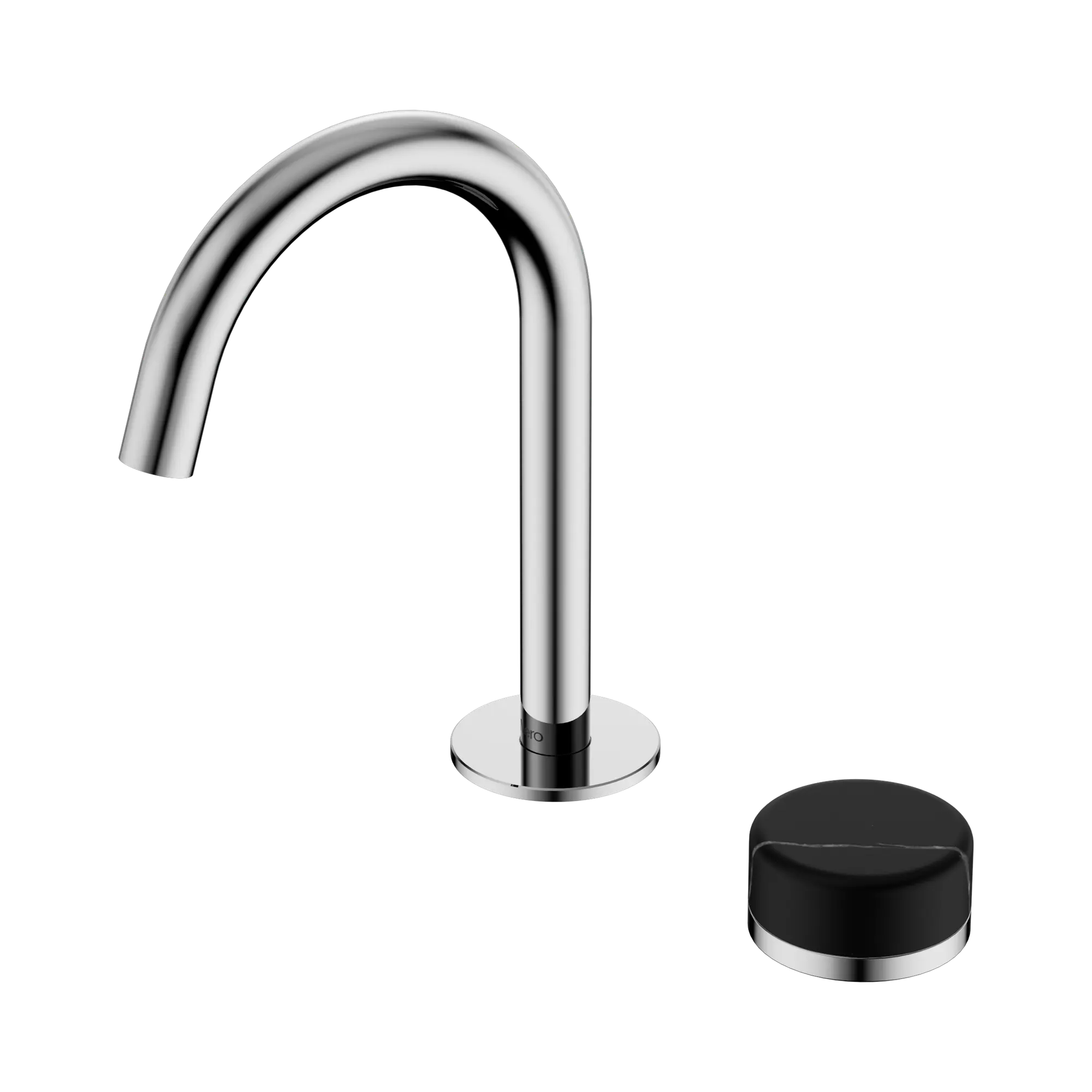 24 E133 CH Serenity Progressive Basin Mixer Arc Spout With Marquina Black Handle Chrome image 1