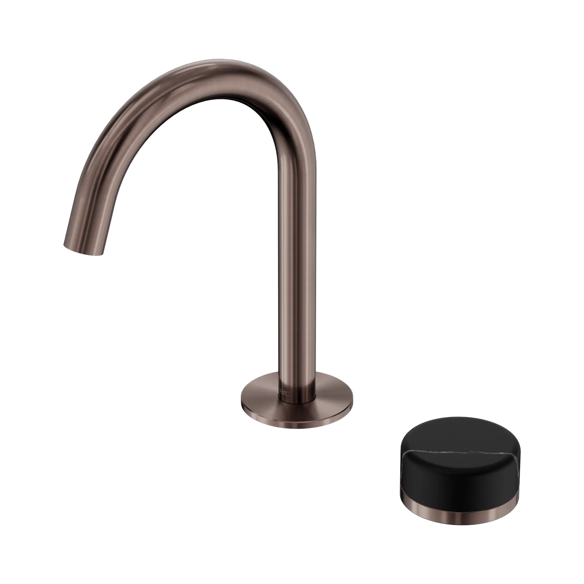 24 E133 BZ Serenity Progressive Basin Mixer Arc Spout With Marquina Black Handle Brushed Bronze image 1