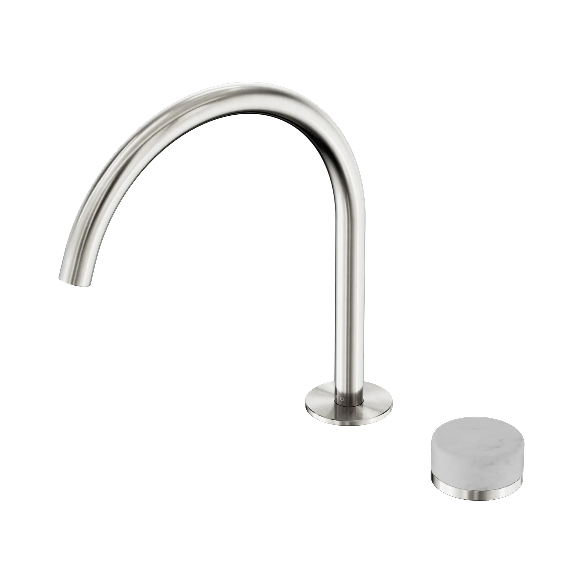 24 E037 BN Serenity Progressive Bath Kitchen Mixer Arc Spout With Carrara Handle Brushed Nickel image 1
