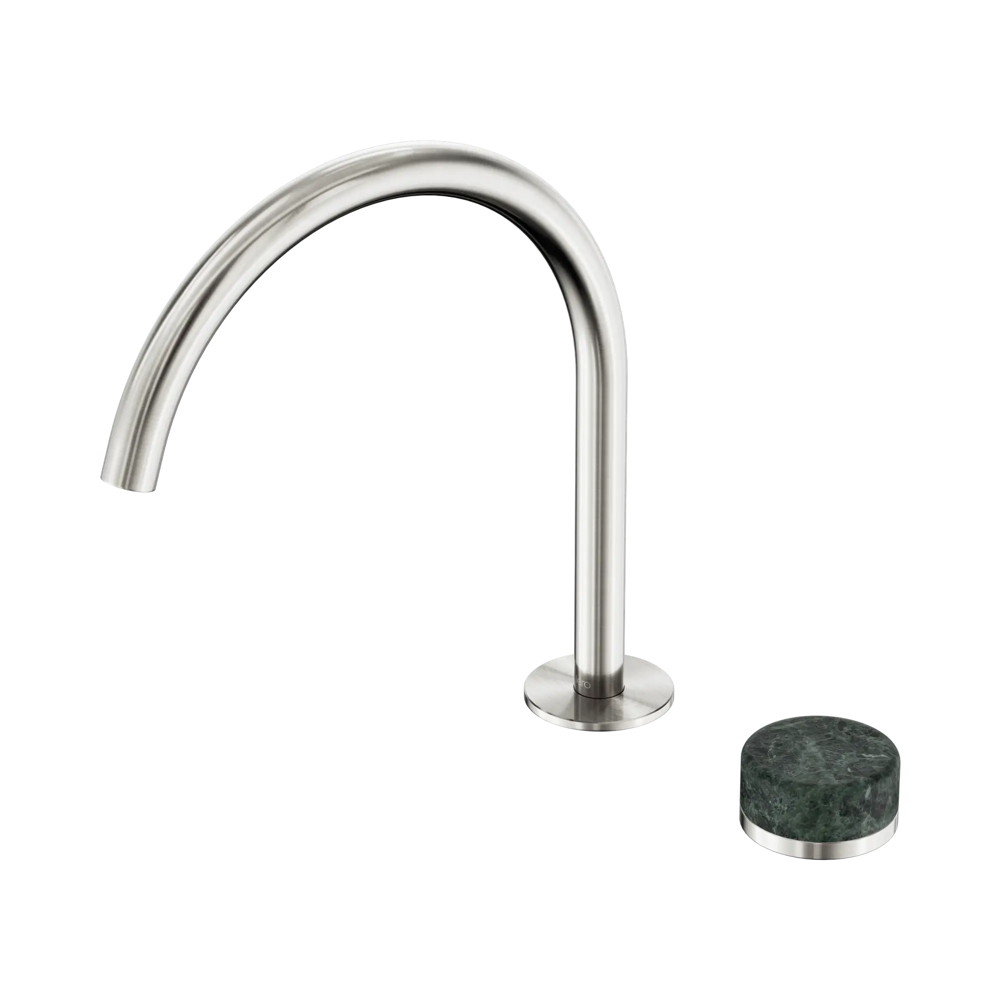24 E038 BN Serenity Progressive Bath Kitchen Mixer Arc Spout With Verde Alpi Handle Brushed Nickel image 1