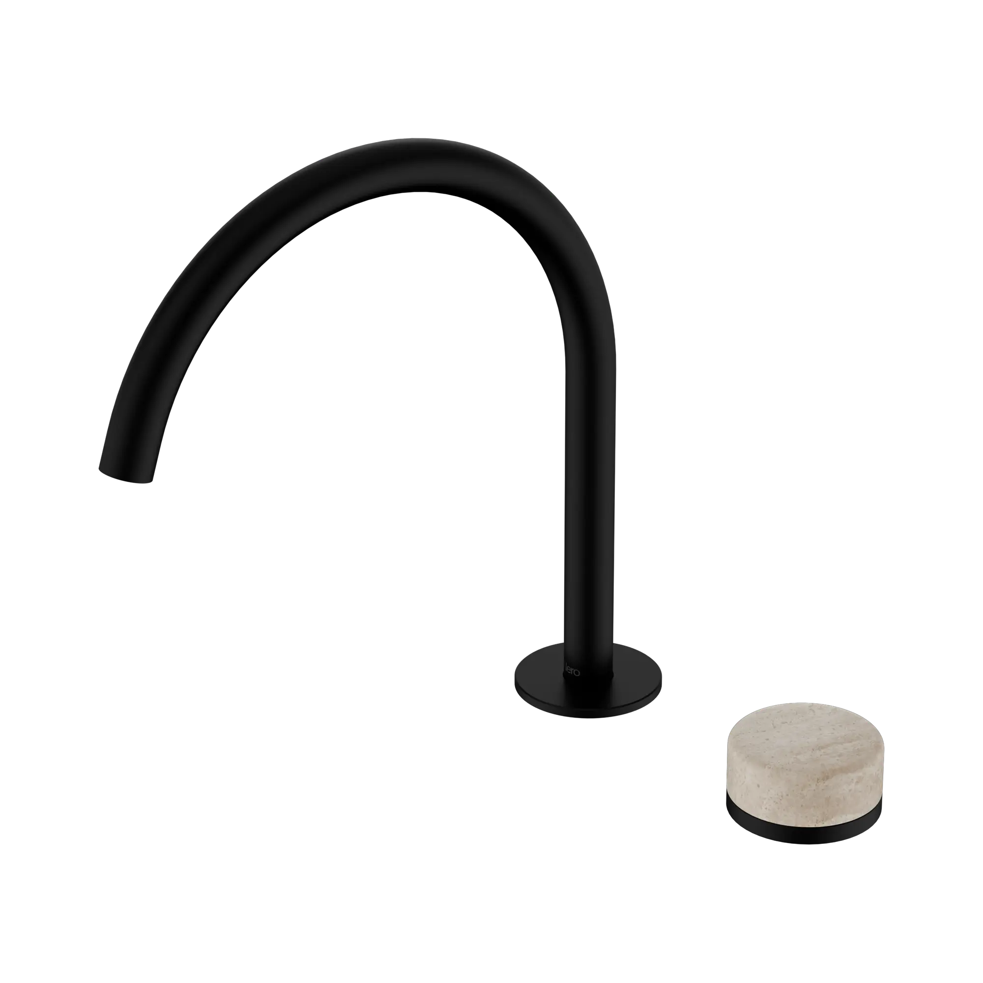 24 E039 MB Serenity Progressive Bath Kitchen Mixer Arc Spout With Rome Travertine Handle Matte Black image 1